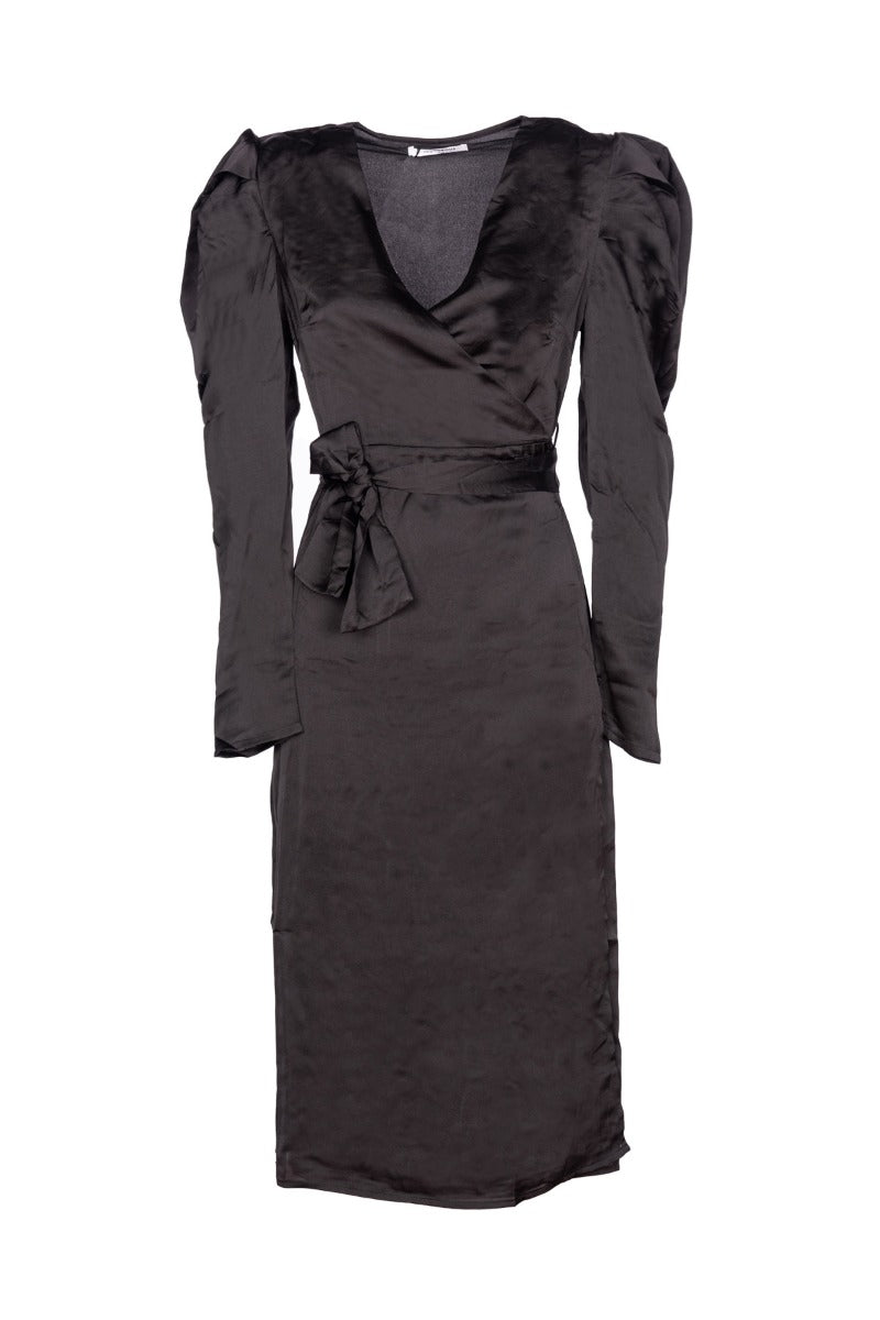 GLAMOROUS Abito Kimono in Satin Nero