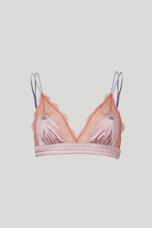 Lilac Bralette with Pink Lace Love Stories