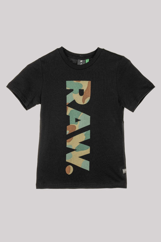 G-STAR RAW T-Shirt Nera con Stampa Camouflage