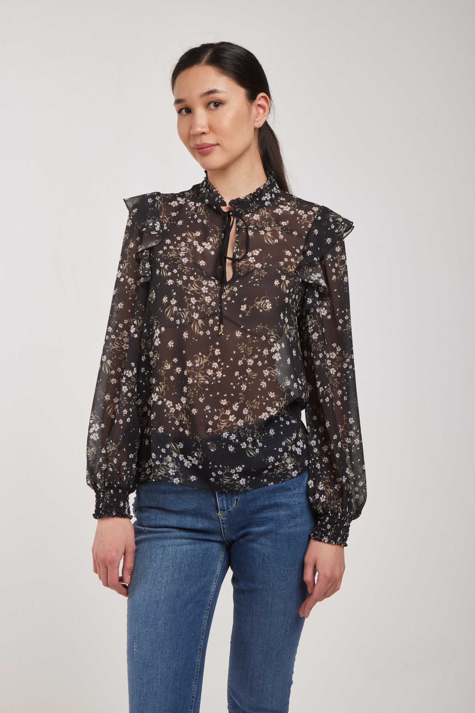 PATRIZIA PEPE Blusa Nera Floreale