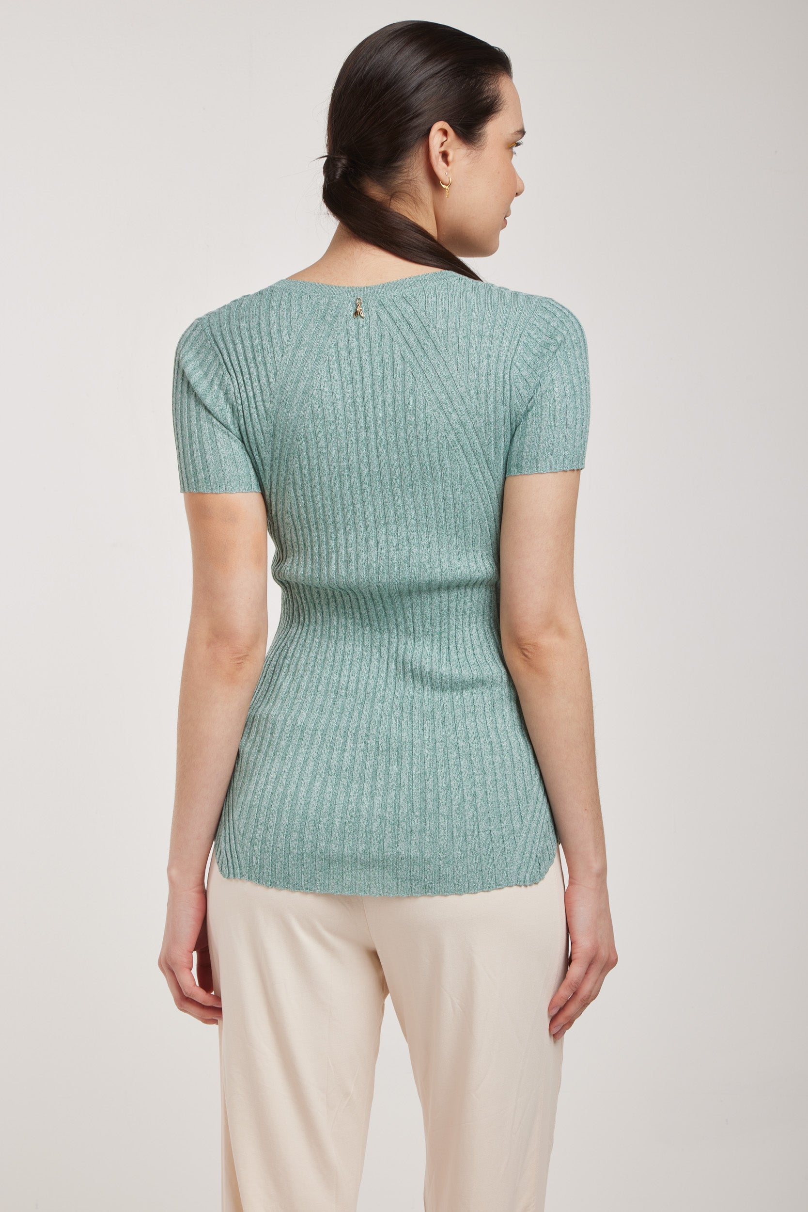 PATRIZIA PEPE T-Shirt in Maglia Verde Acqua