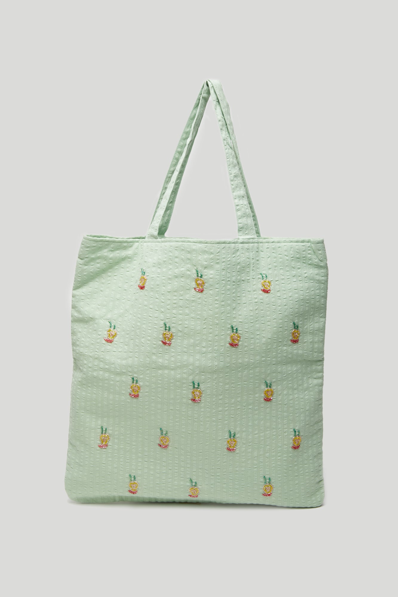 HVISK Mint Green Dale Tote Bag with Embroidery