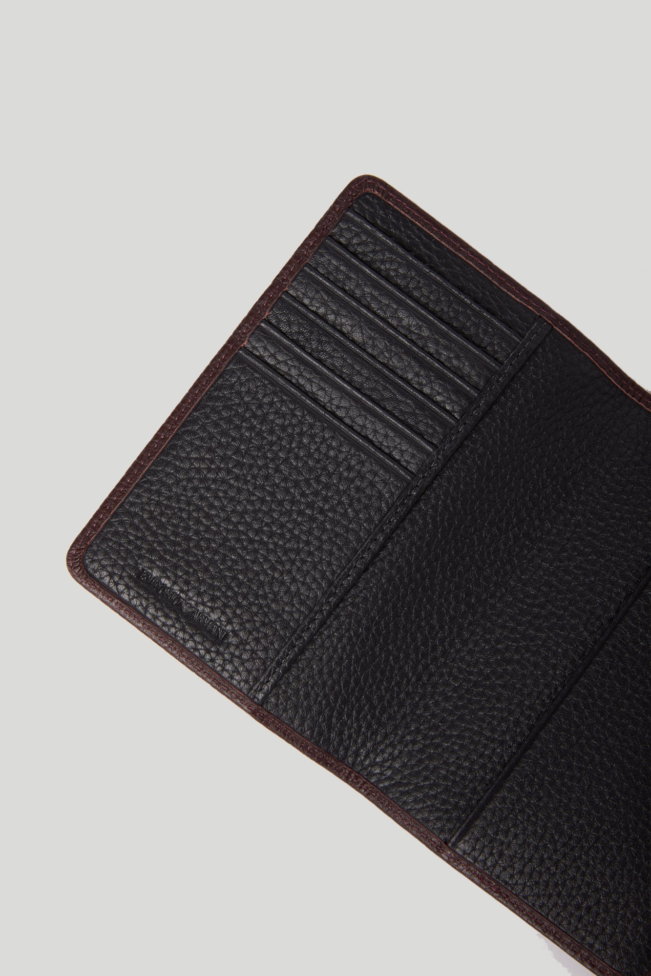 EMPORIO ARMANI Document holder in brown leather