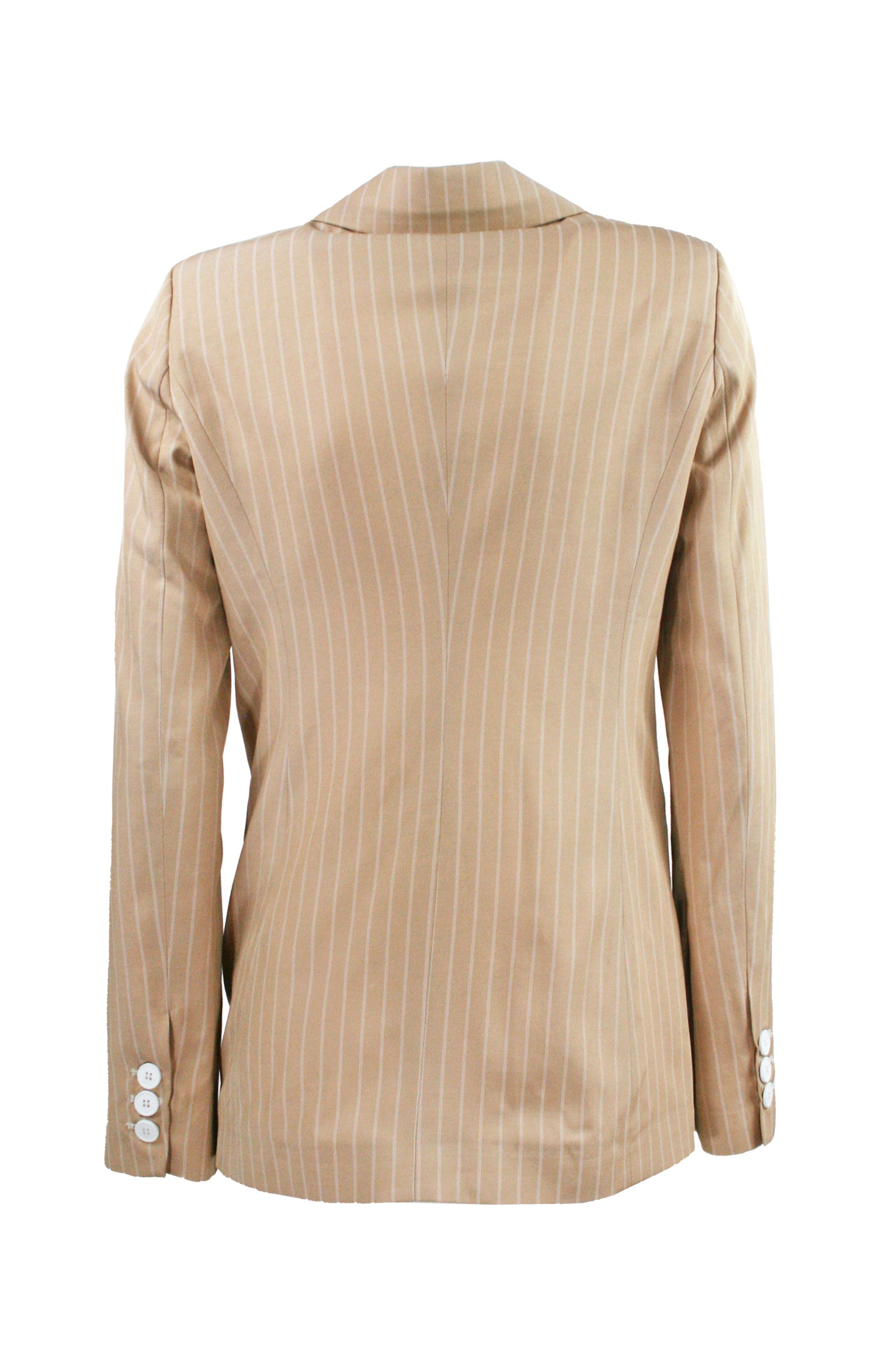 GIULIETTE BROWN Beige Pinstripe Double-Breasted Jacket