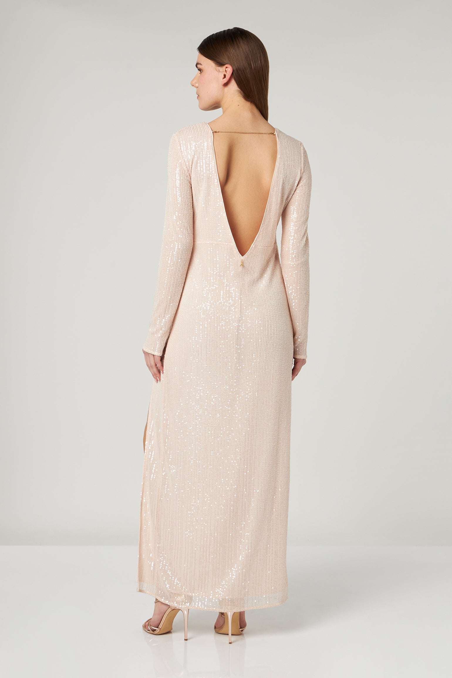PATRIZIA PEPE Abito Lungo con Paillettes Rosa
