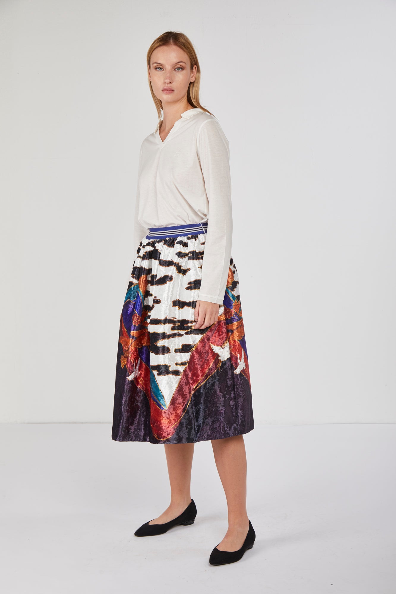 STELLA JEAN Wide Skirt in Fantasy Velvet