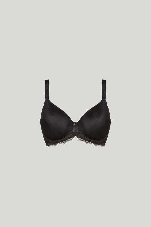 TWINSET Reggiseno Nero con Bordi in Pizzo