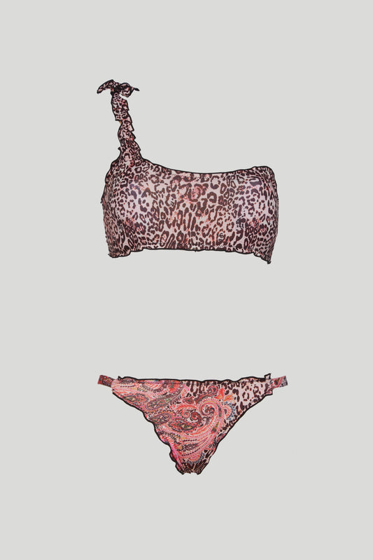 F ** K Spotted One Shoulder Bikini Top