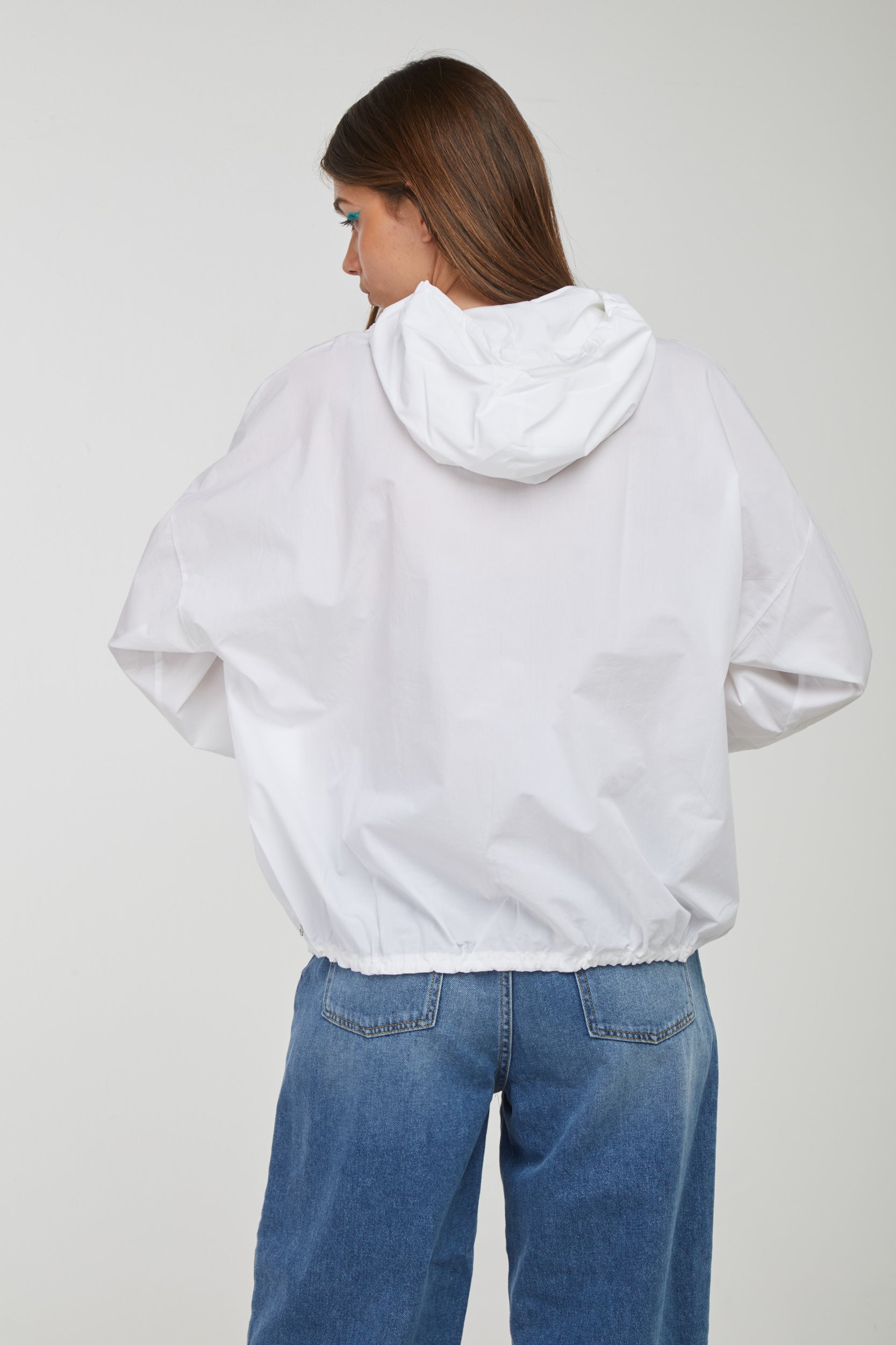 OTTOD'AME Felpa Bianca Effetto Camicia