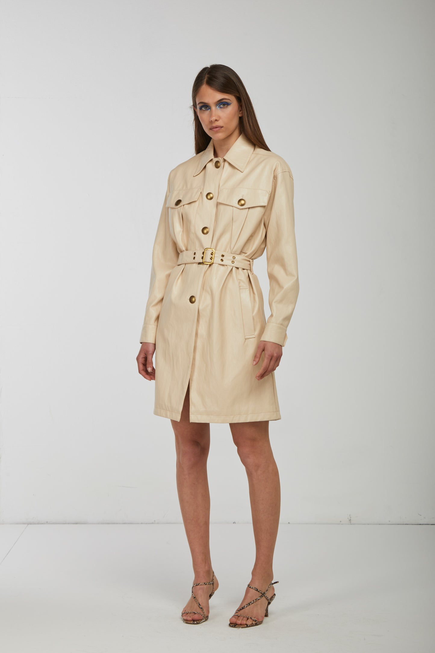 PINKO Trench Simil Pelle Crema