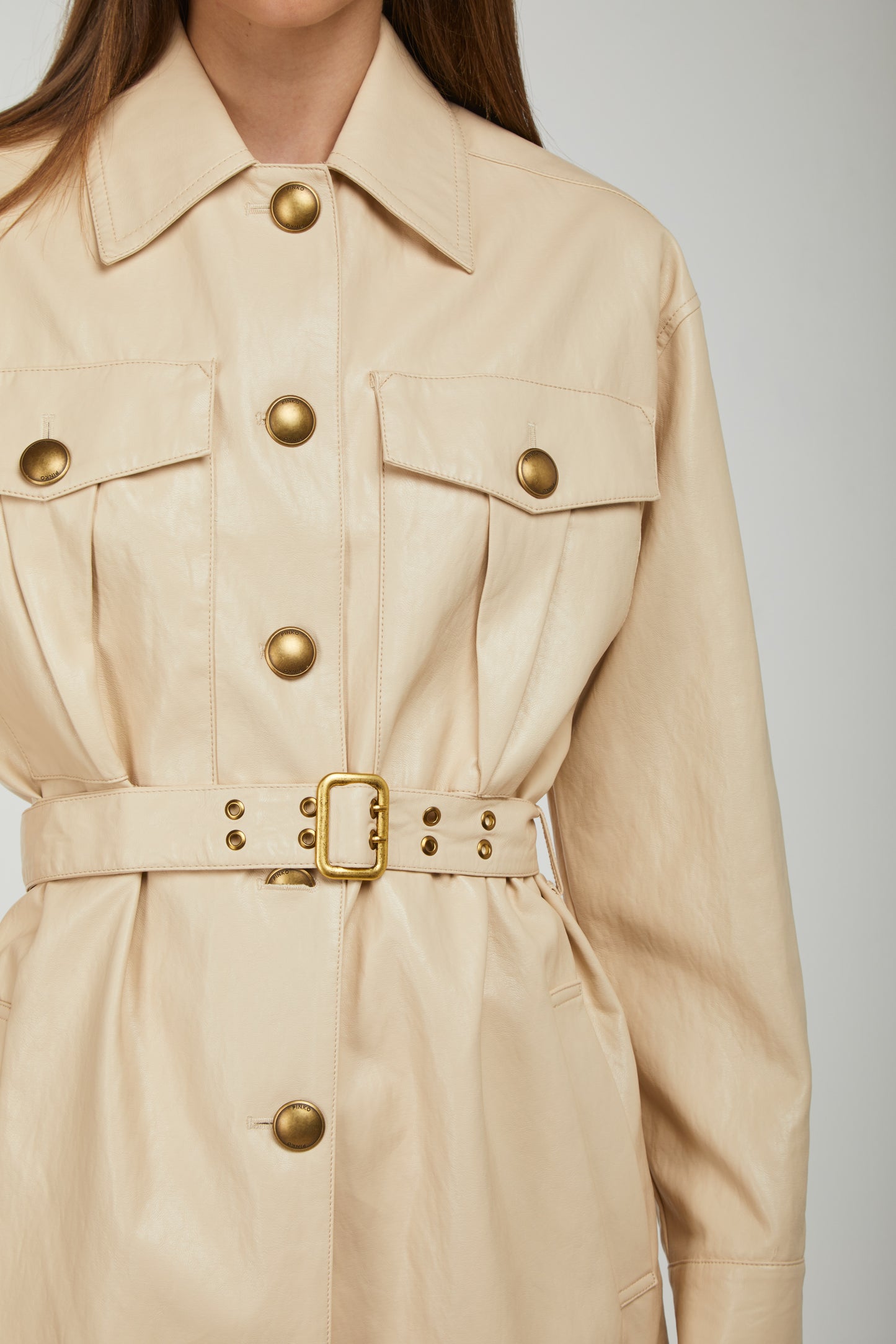 PINKO Trench Simil Pelle Crema