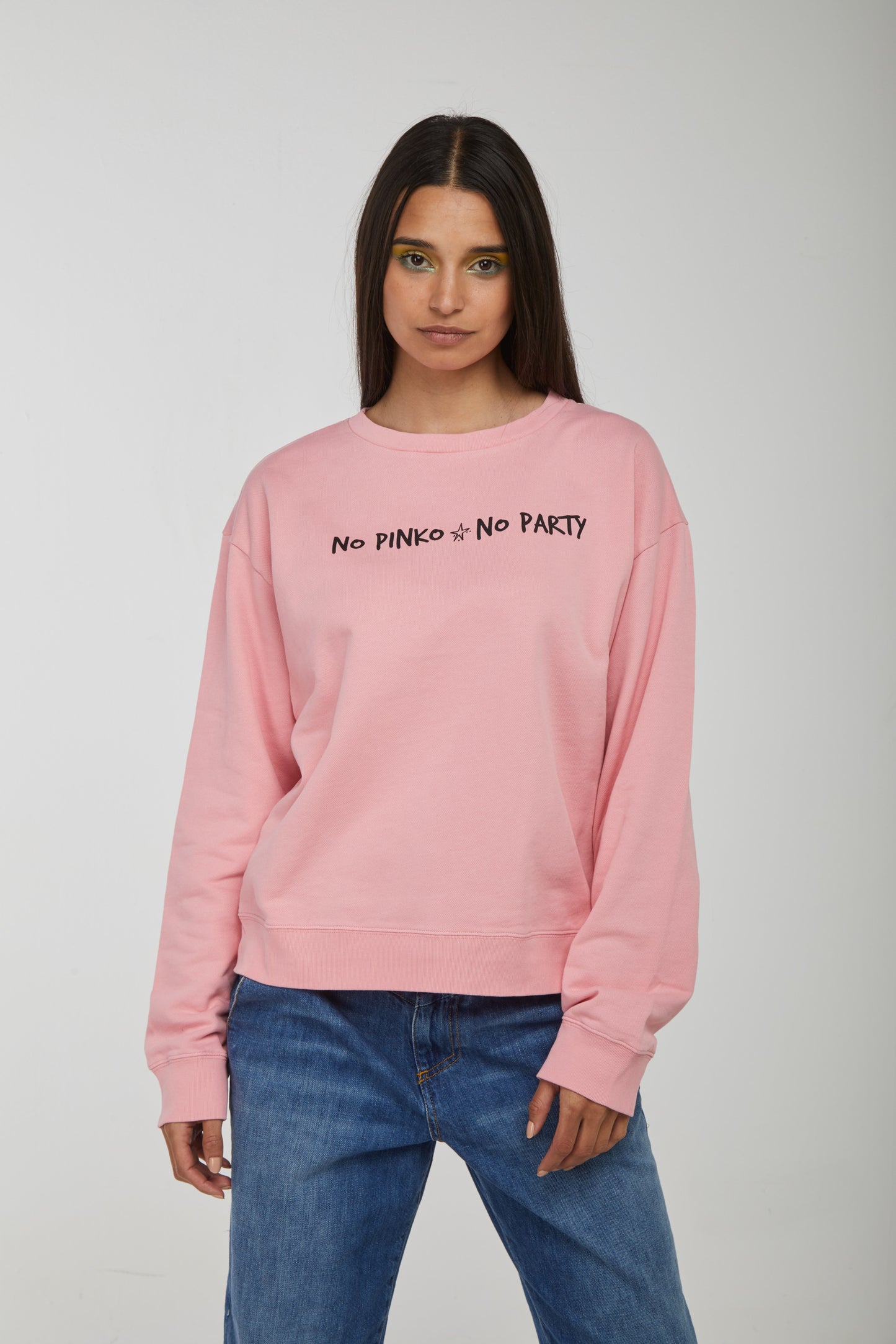 PINKO Felpa Rosa "No Pinko No Party"