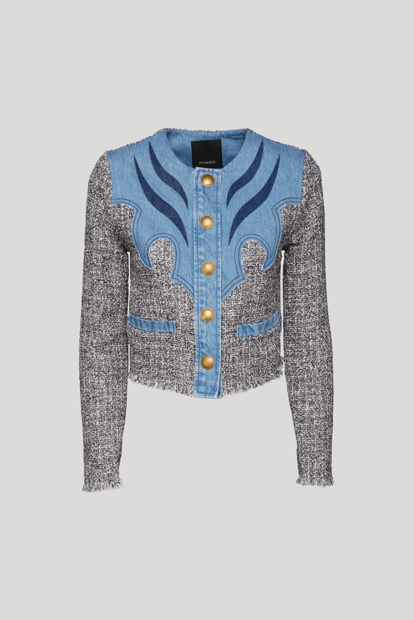 PINKO Giacca Corta Tweed e Denim