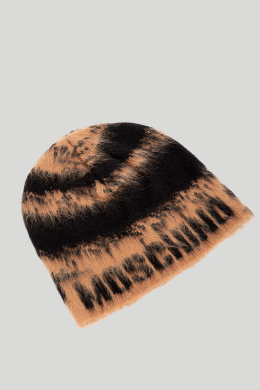 MOSCHINO Berretto Tigrato Marrone e Nero