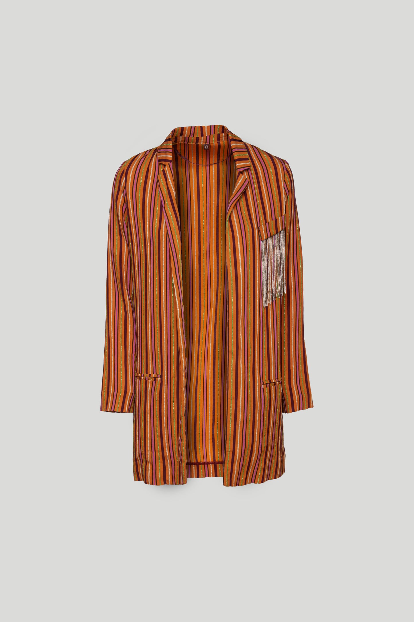 OTTOD'AME Orange Lurex Striped Open Blazer