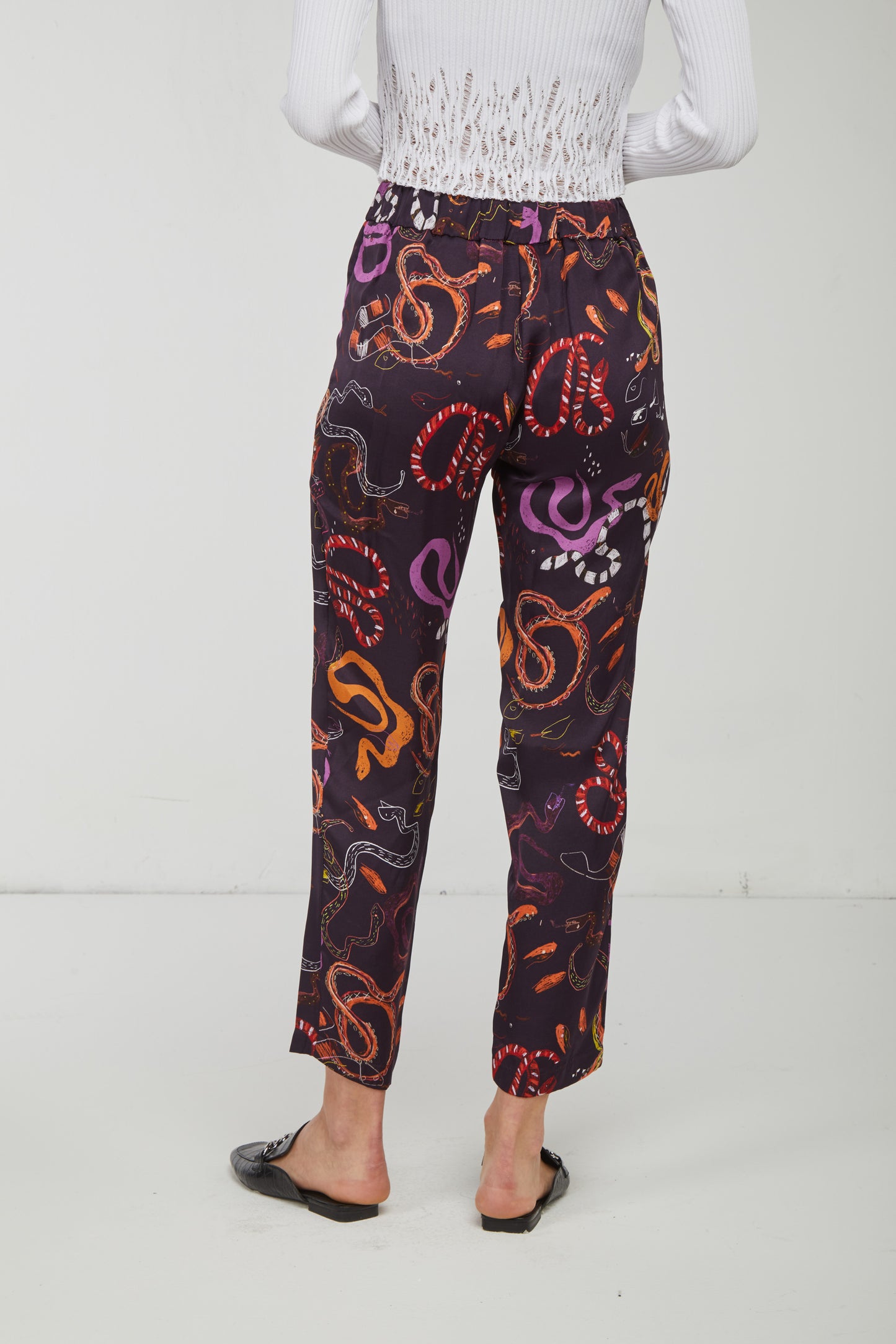 OTTOD'AME Pantalone Bordeaux Fantasia Astratta