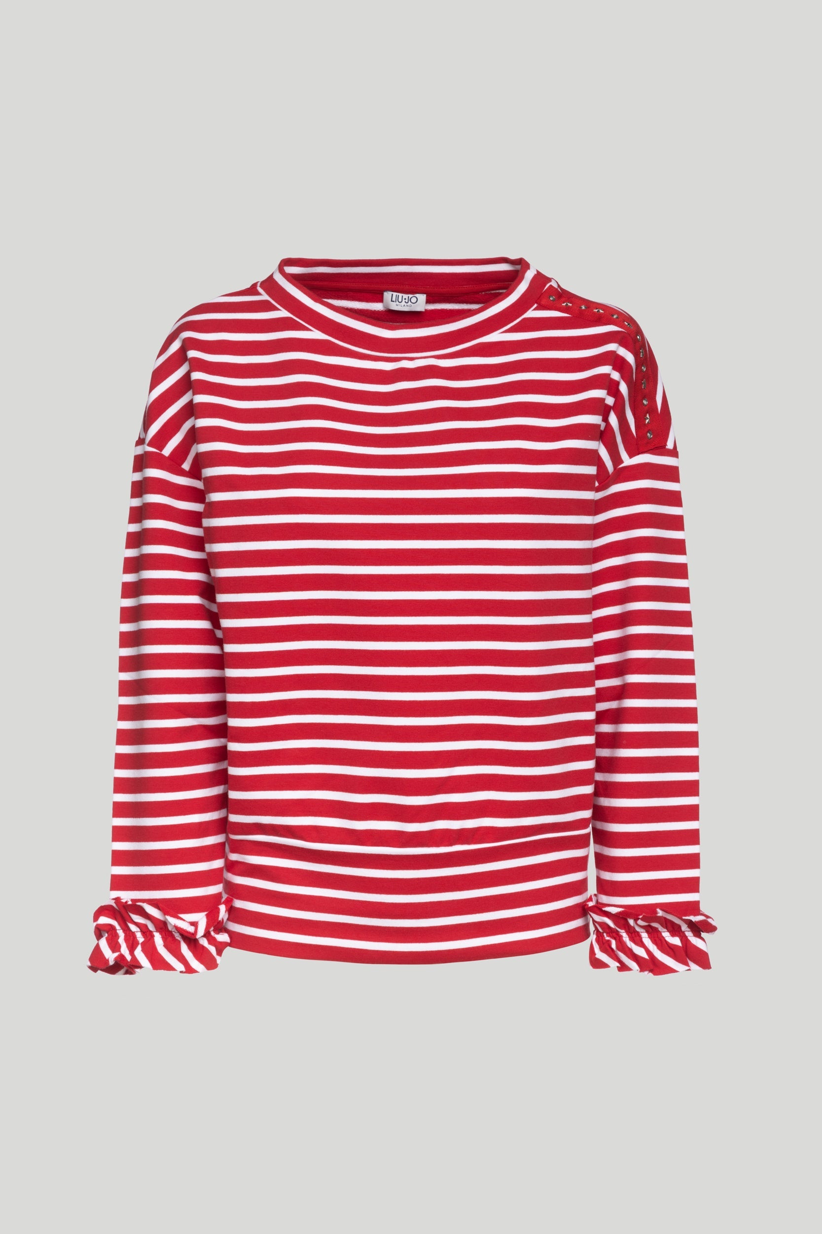 LIU-JO Red and White Striped Sweatshirt