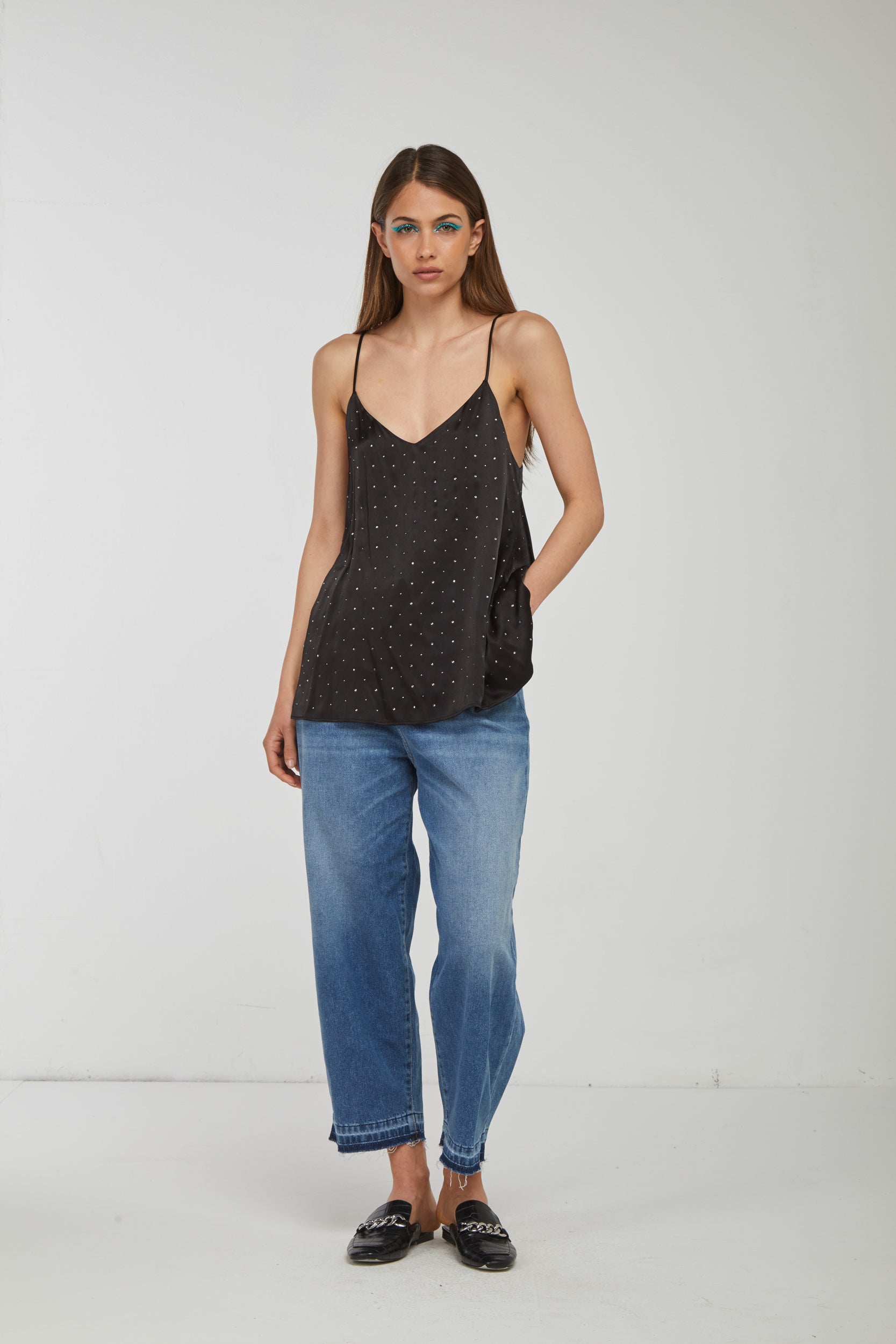 OTTOD'AME Top Black Sequined