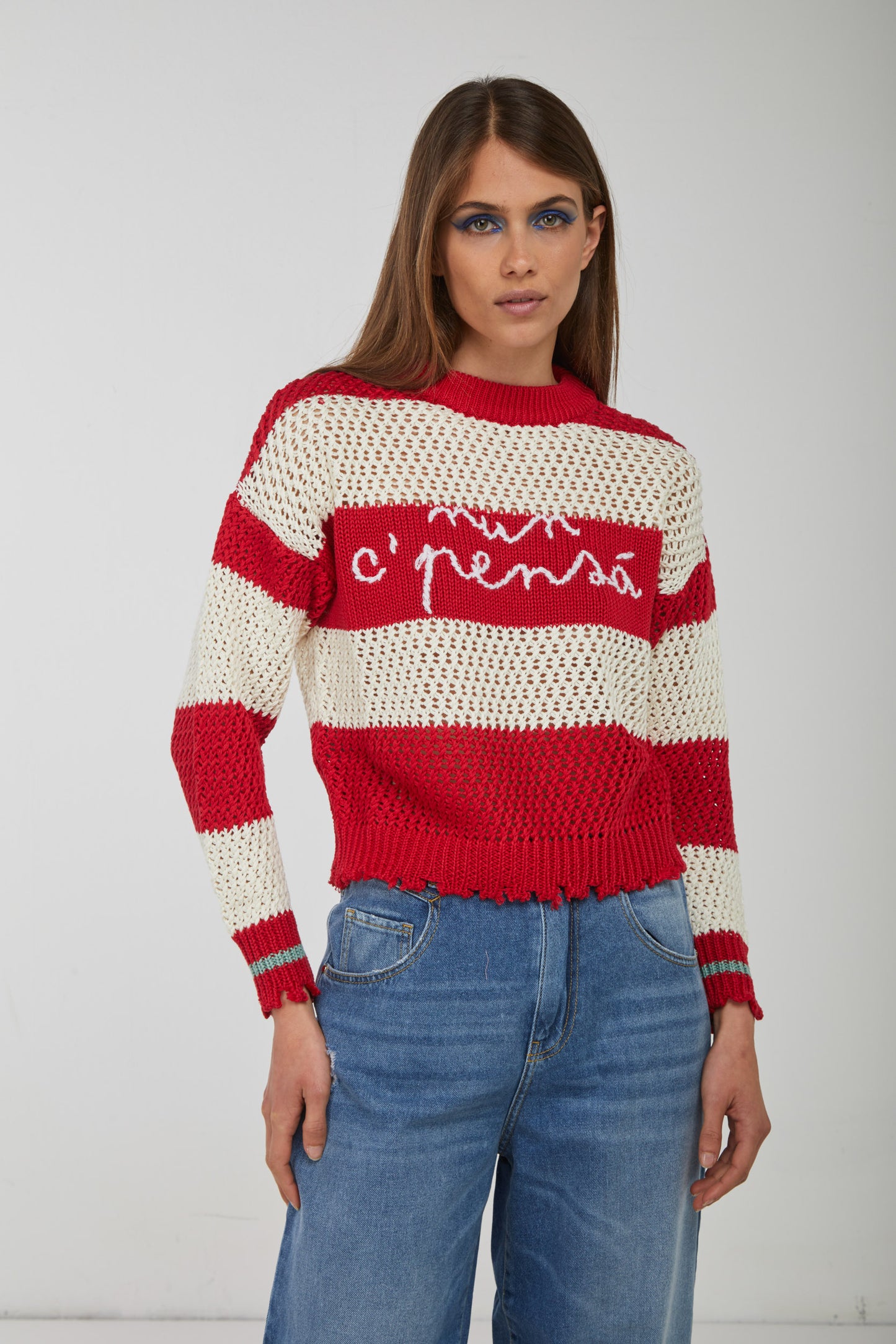 PINKO Maglia Righe "Nun c' Pens?"