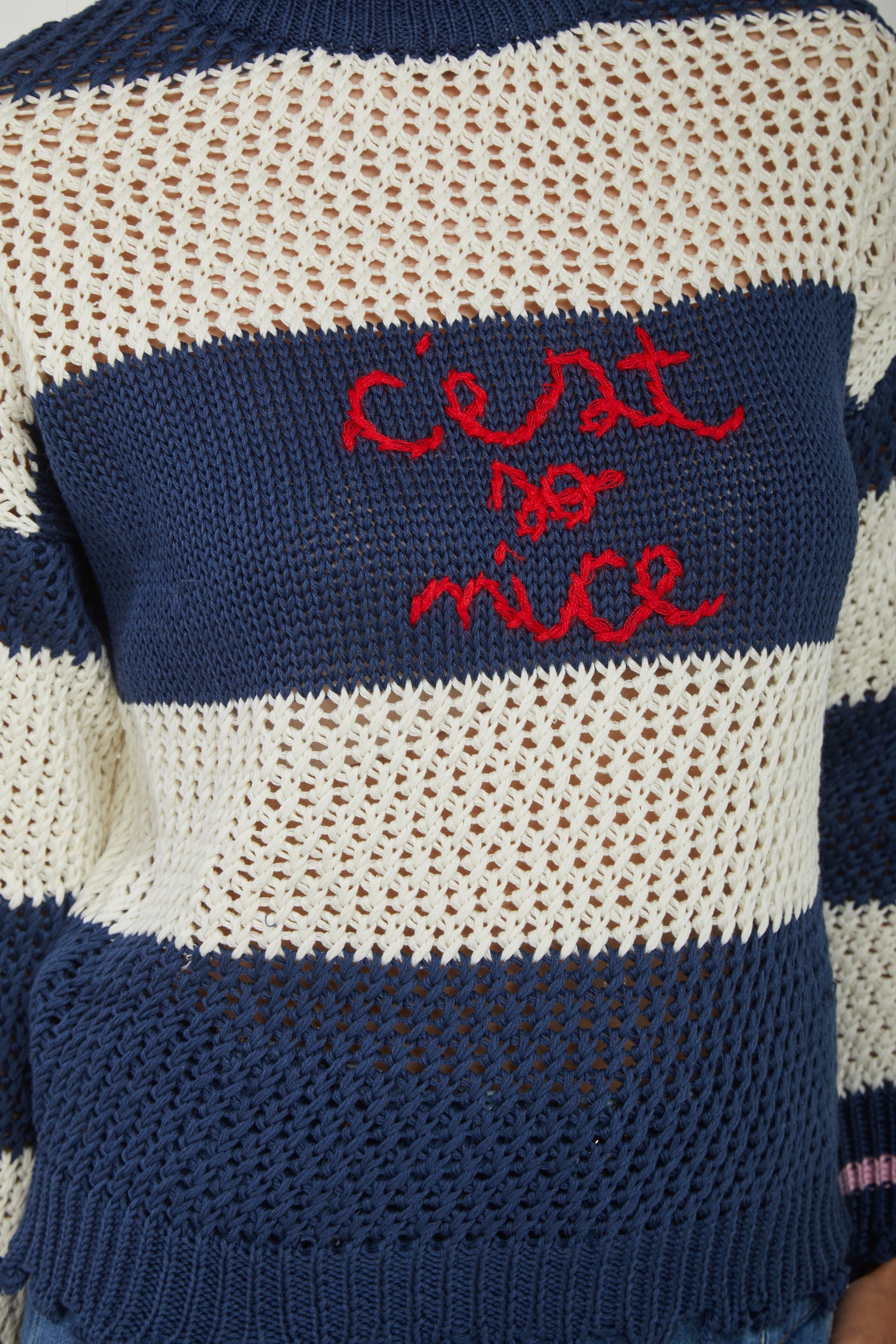 PINKO Blue and White "C'est So Nice" Sweater