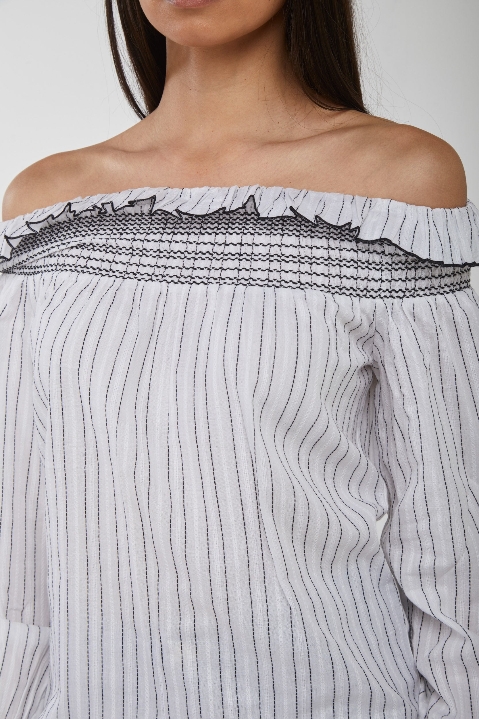 PINKO Blusa a Righe con Scollo a Barca