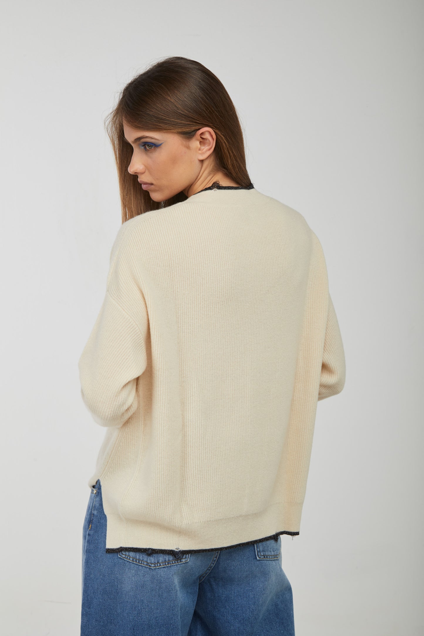 PINKO Maglia Beige Bordini Neri