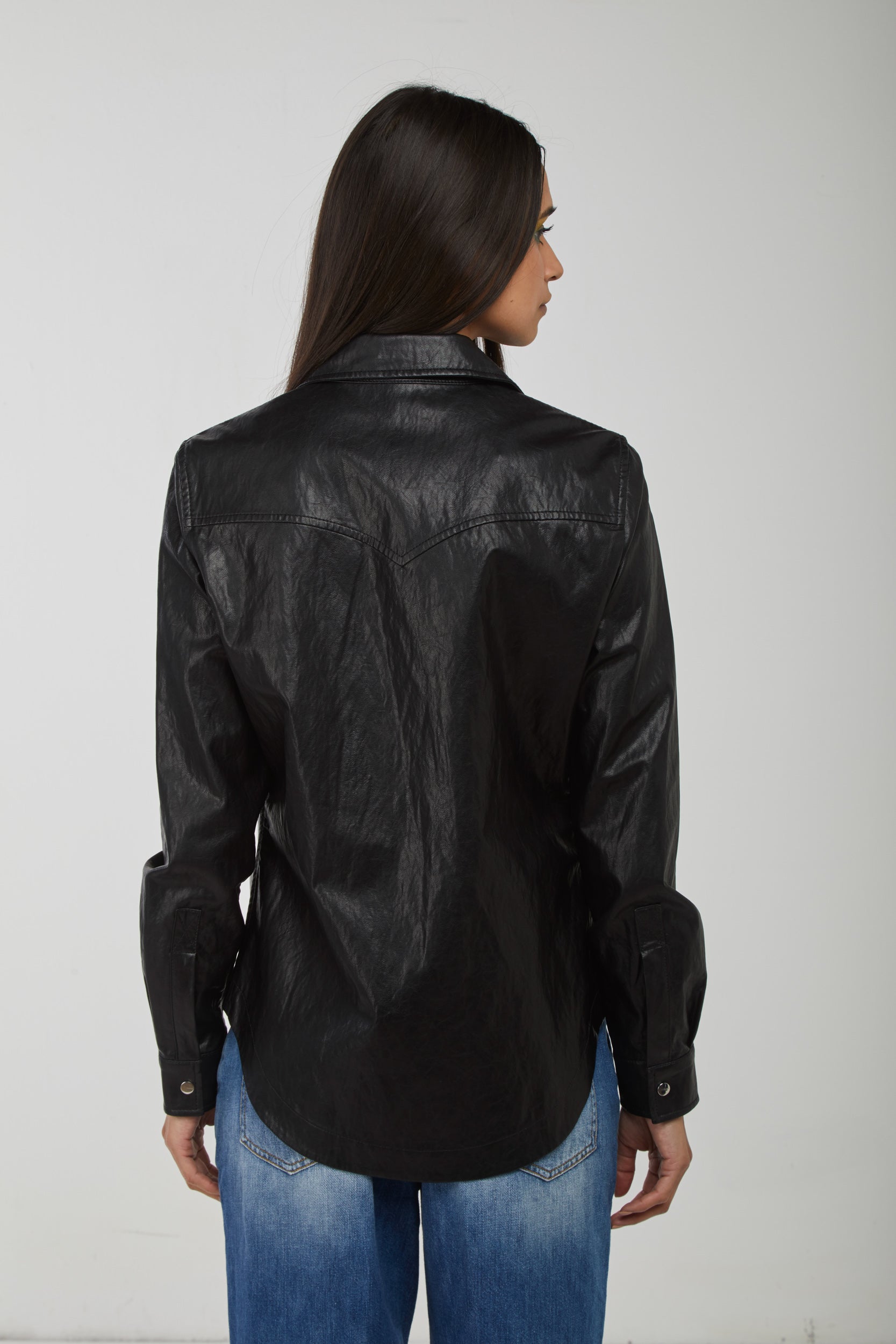 PINKO Camicia Simil-Pelle Nera