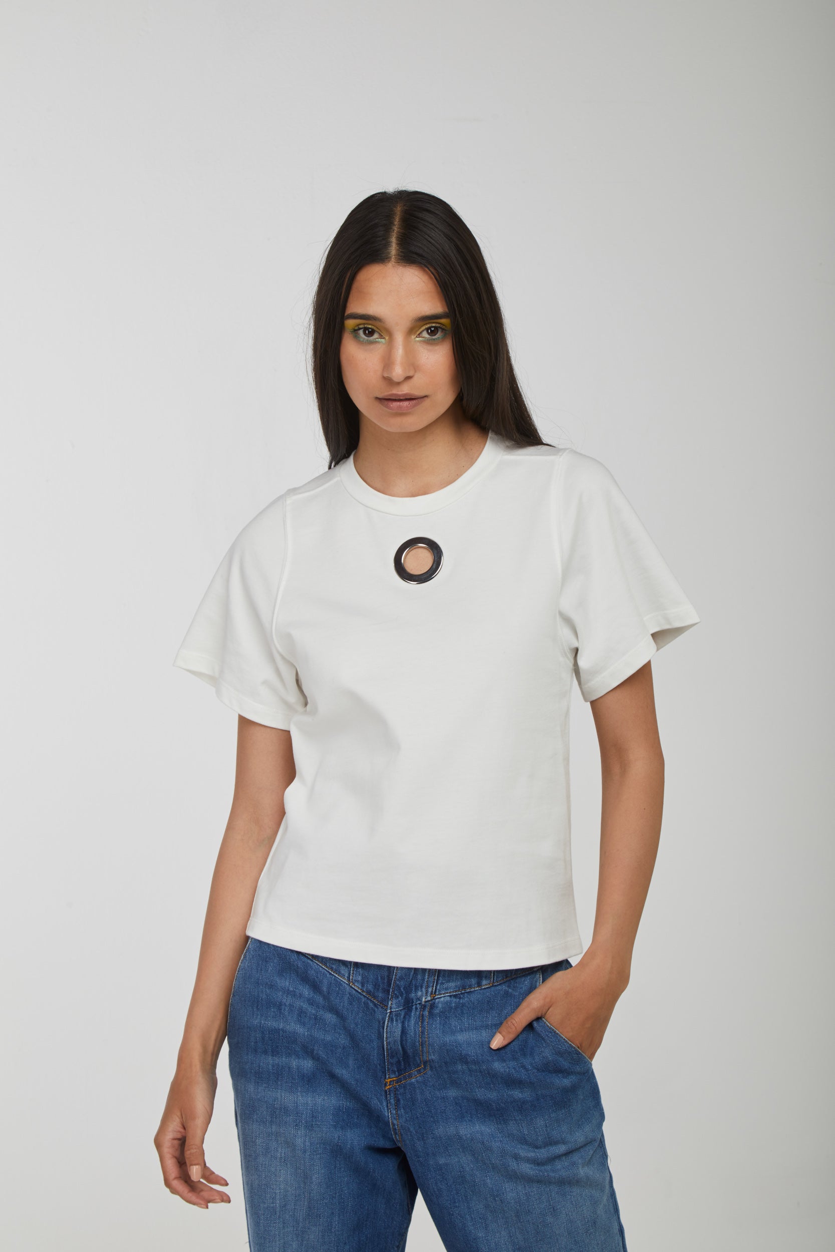 PINKO White T-Shirt Ring