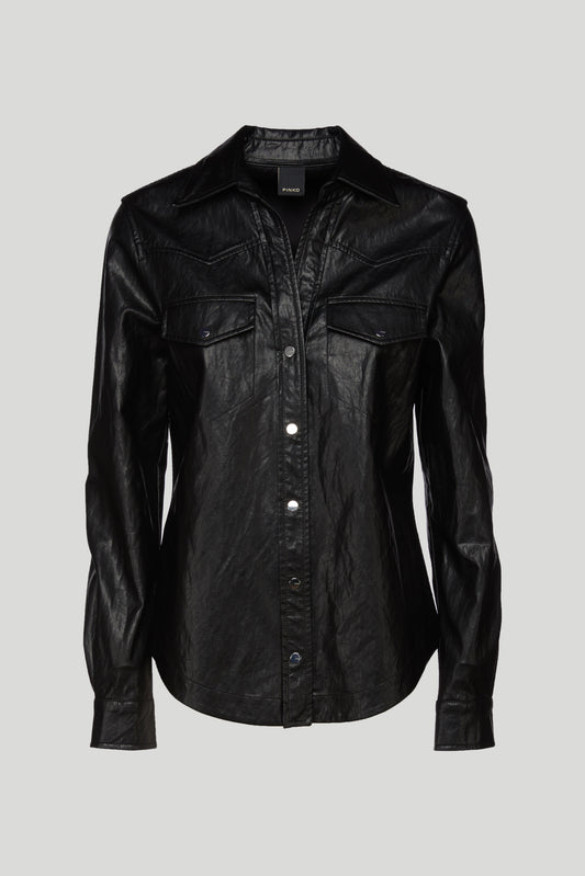 PINKO Black Leatherette Shirt
