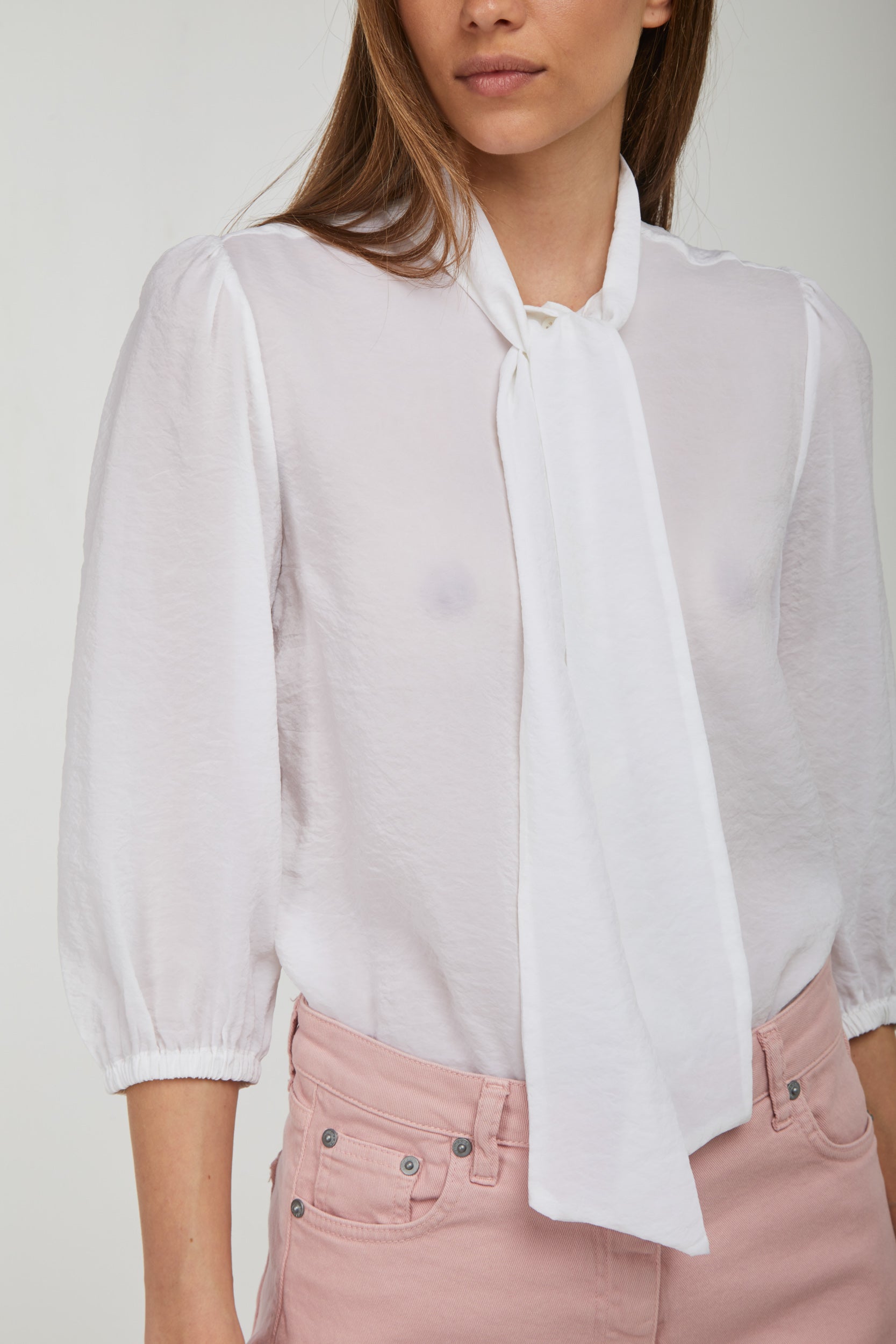OTTOD'AME Camicia Bianca Fiocco