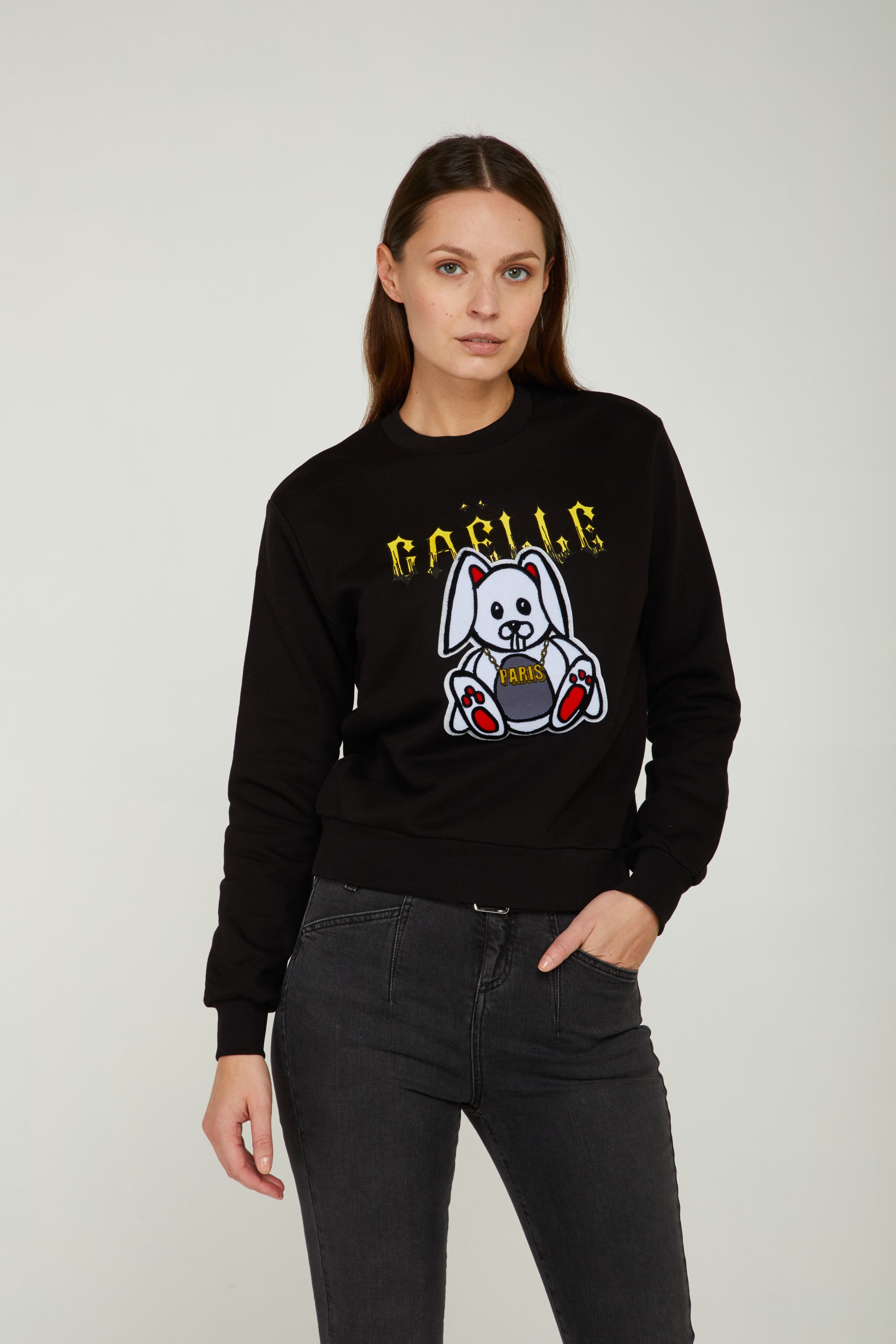 GAELLE Black Sweatshirt with Logo