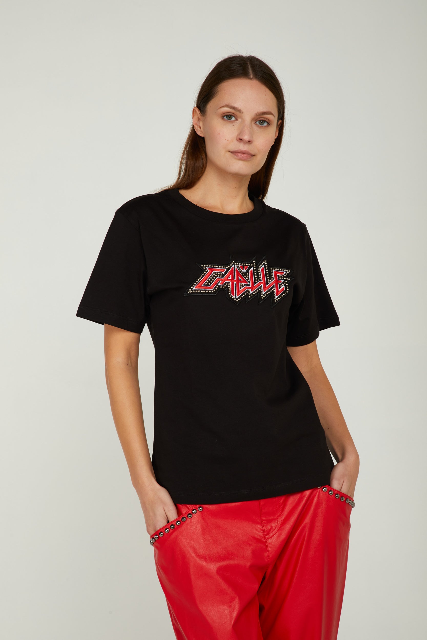 GAELLE Black T-shirt with Logo