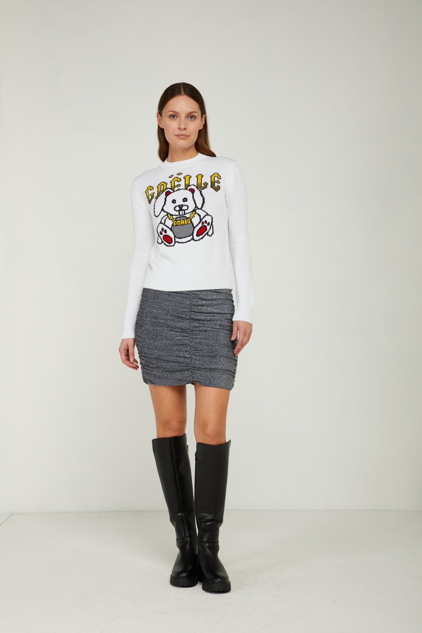 GAELLE Pullover Bianco con Logo