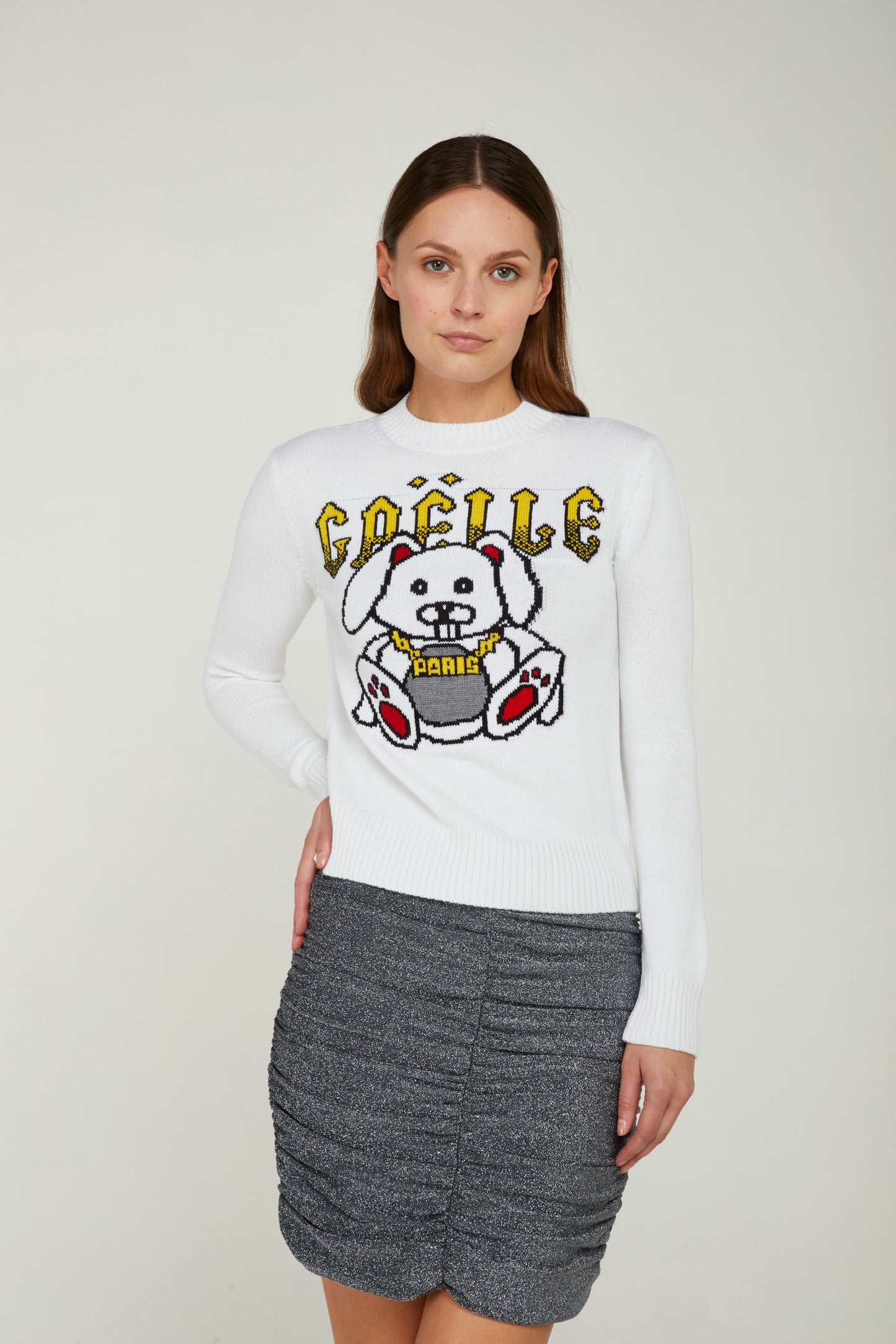 GAELLE Pullover Bianco con Logo