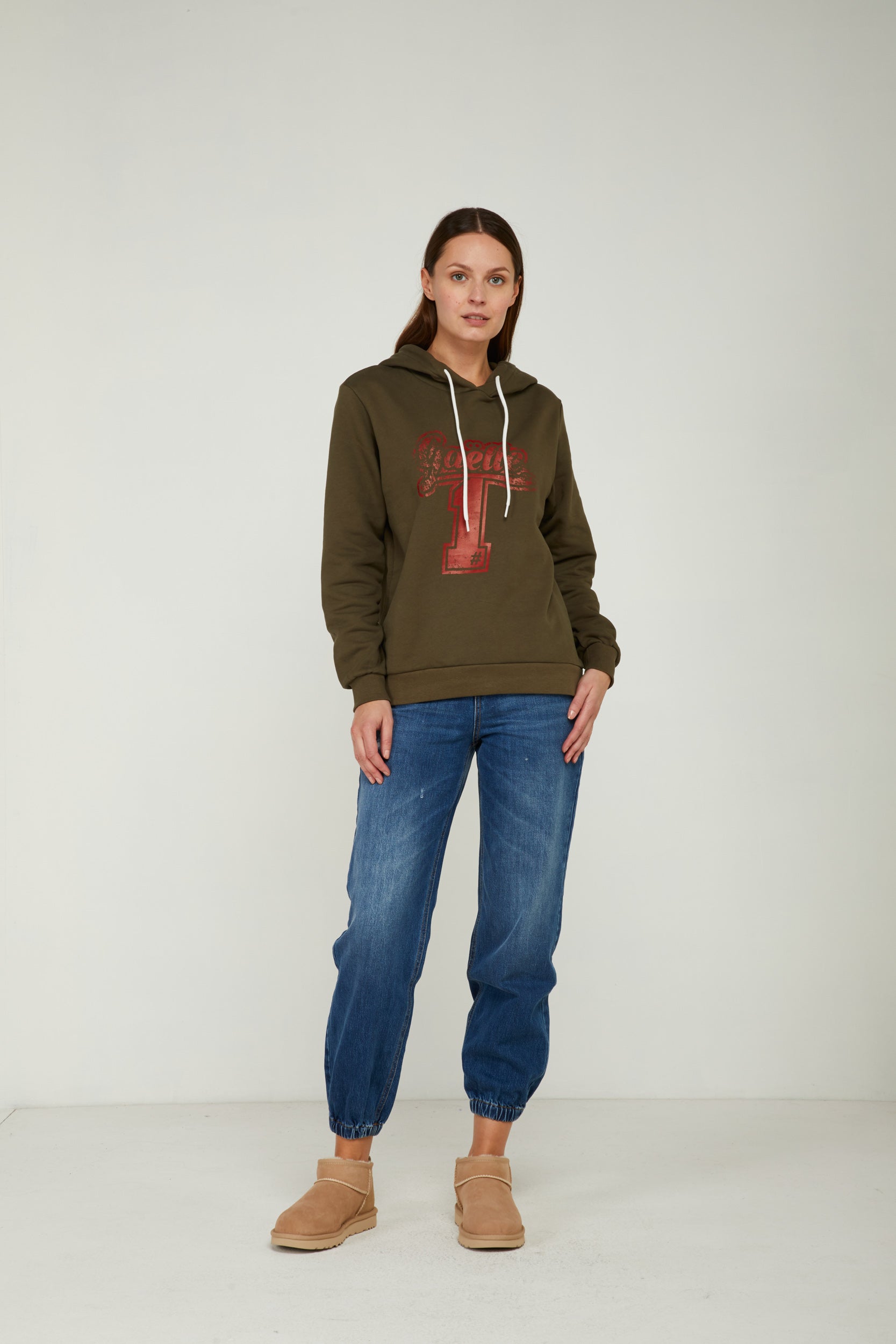 GAELLE Military Green Sweatshirt with Logo