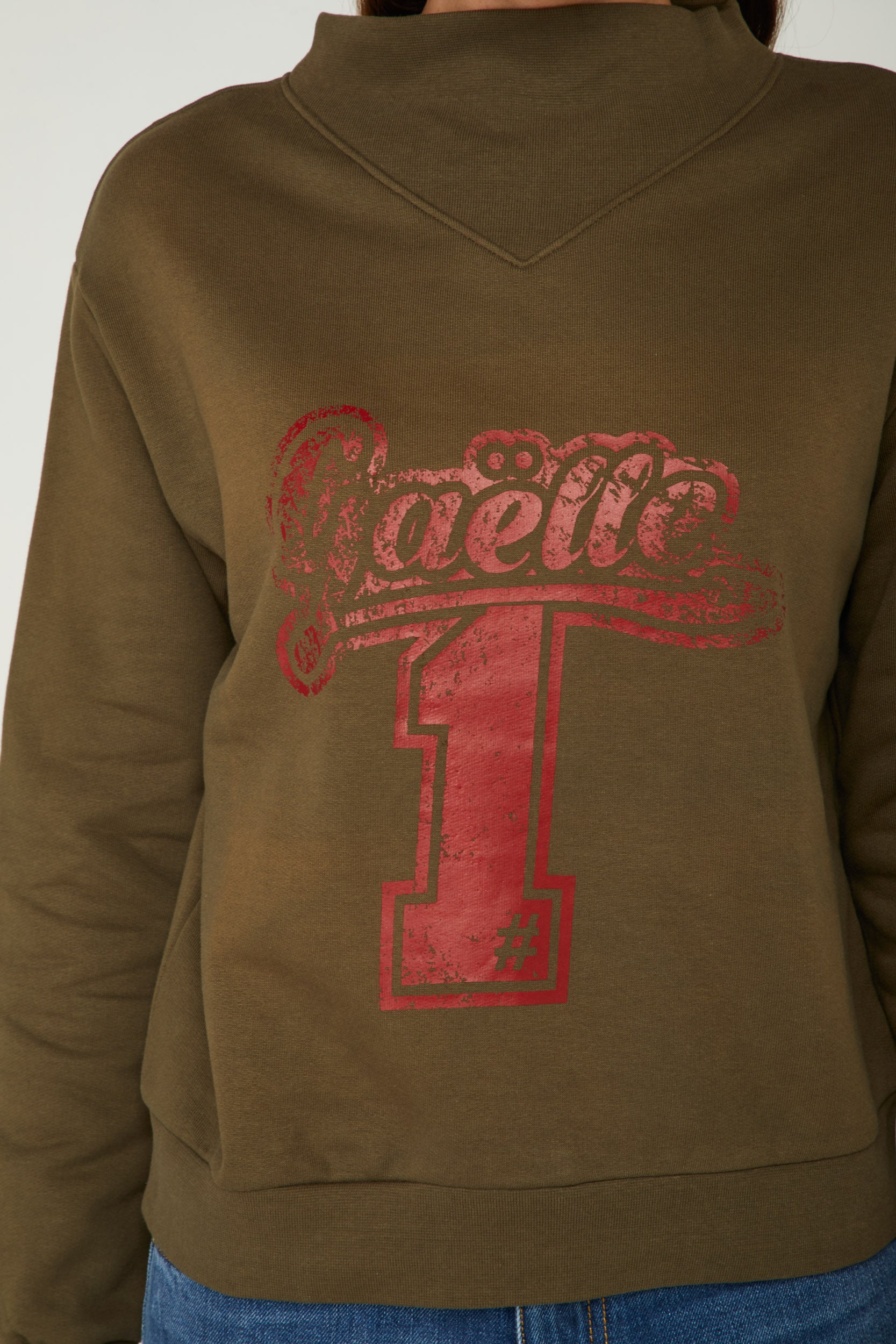 GAELLE Military Green Turtleneck Sweatshirt