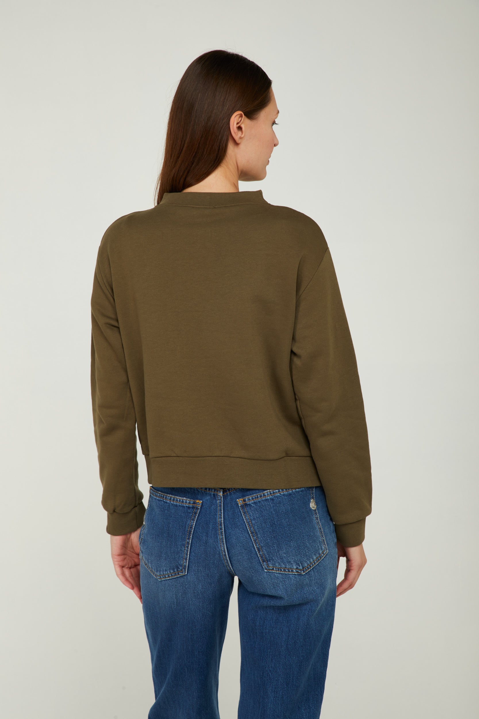 GAELLE Military Green Turtleneck Sweatshirt