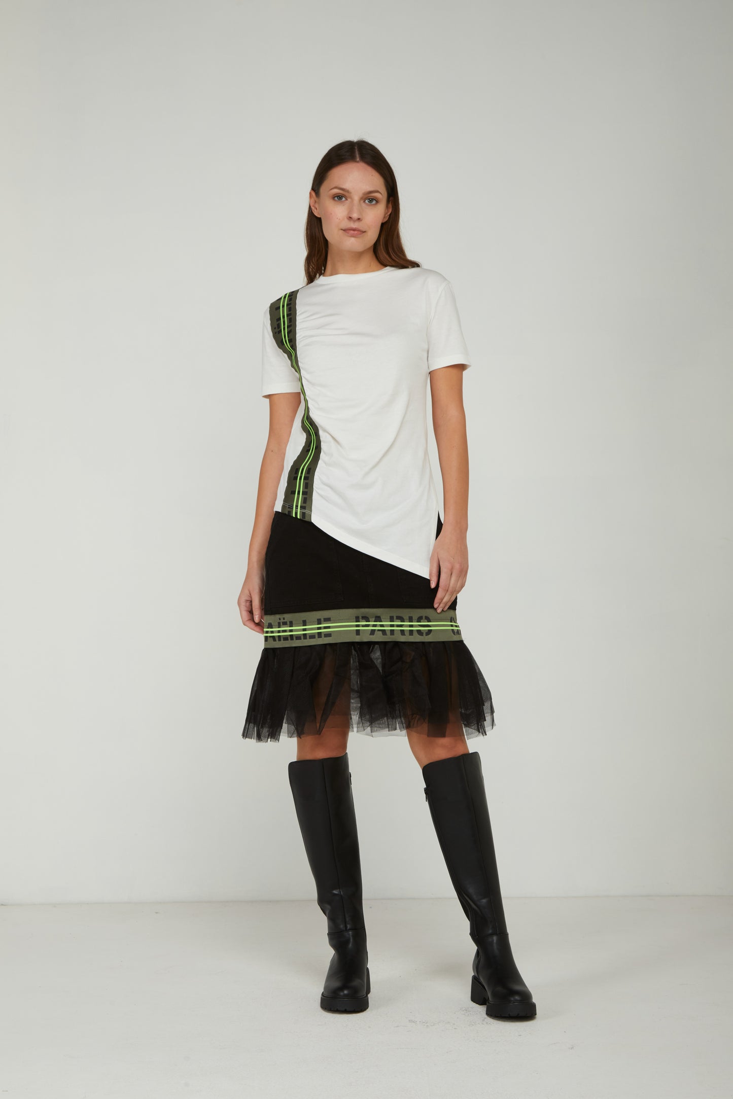 GAELLE T-shirt Bianca con Banda Logata