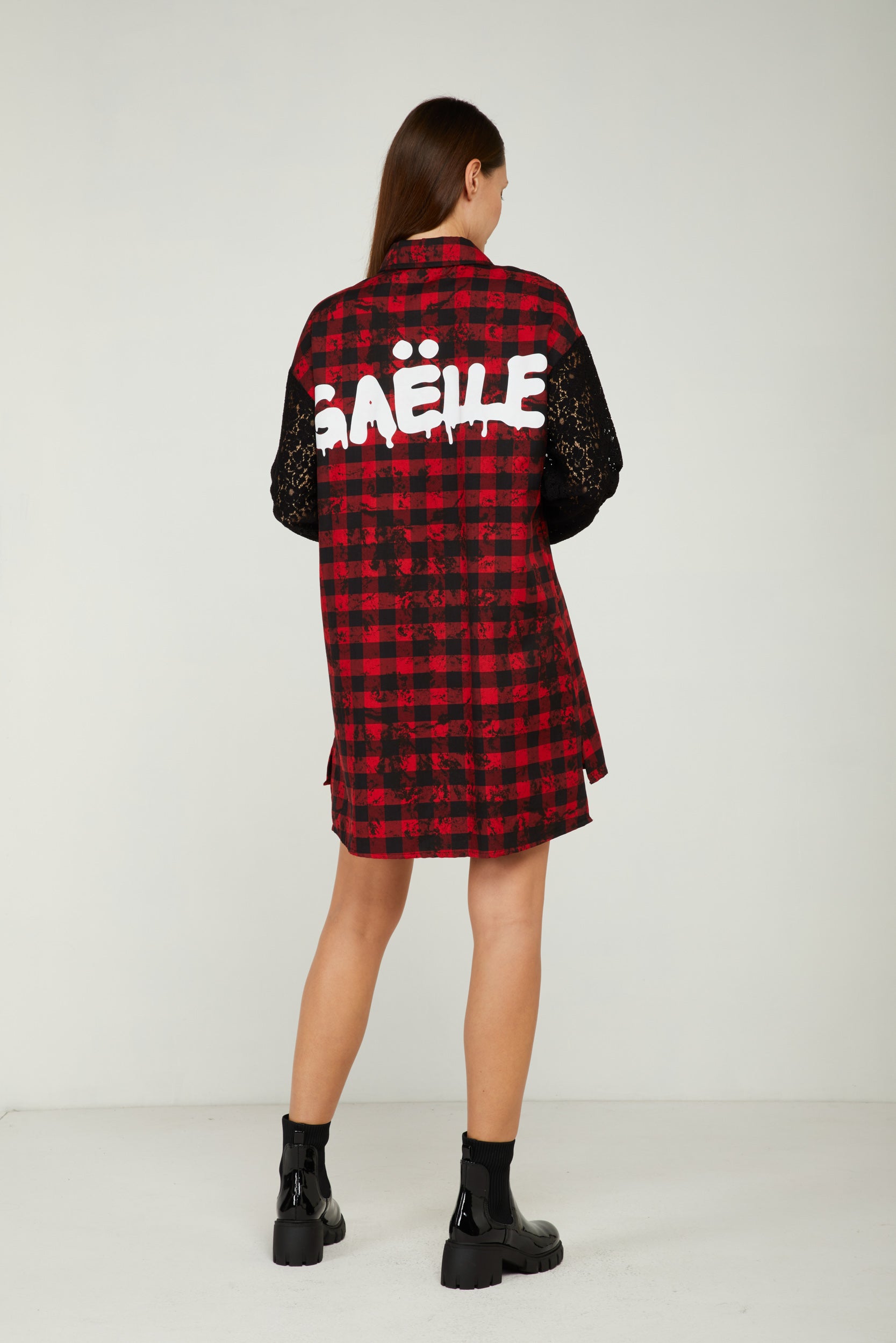 GAELLE Checked Shirt Dress