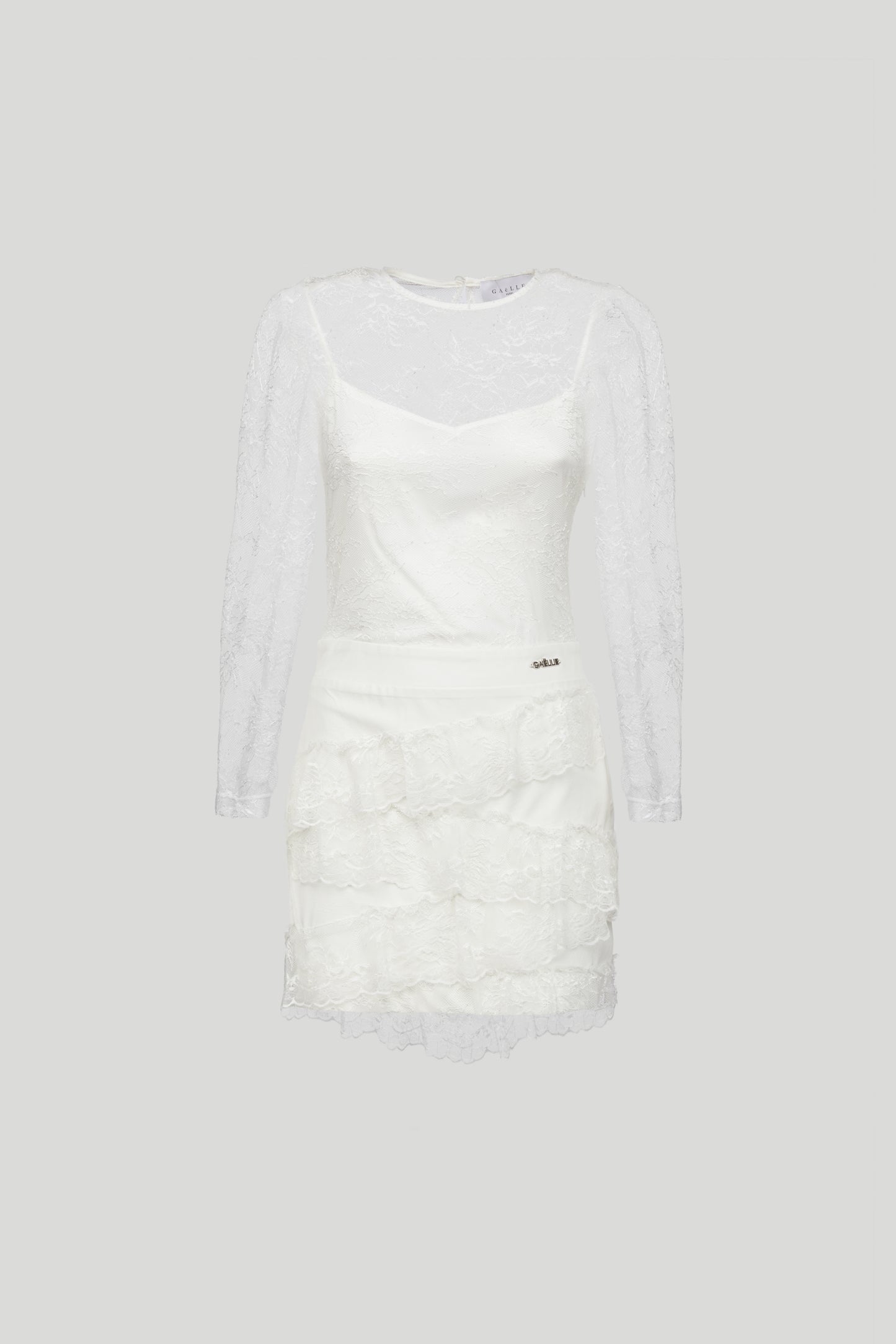 GAELLE White Lace Dress
