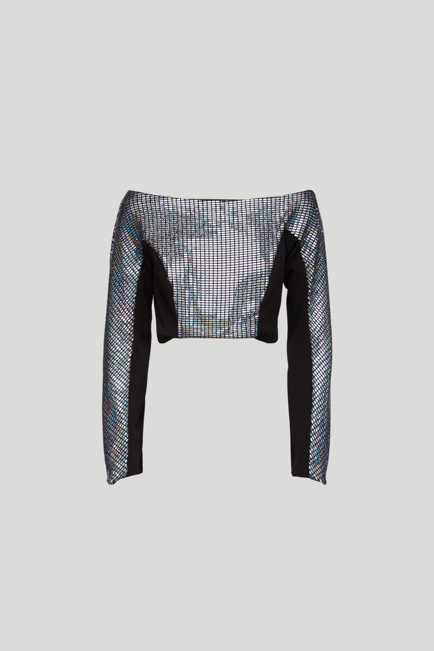 GAELLE Top con Tessuto Glitter Argento