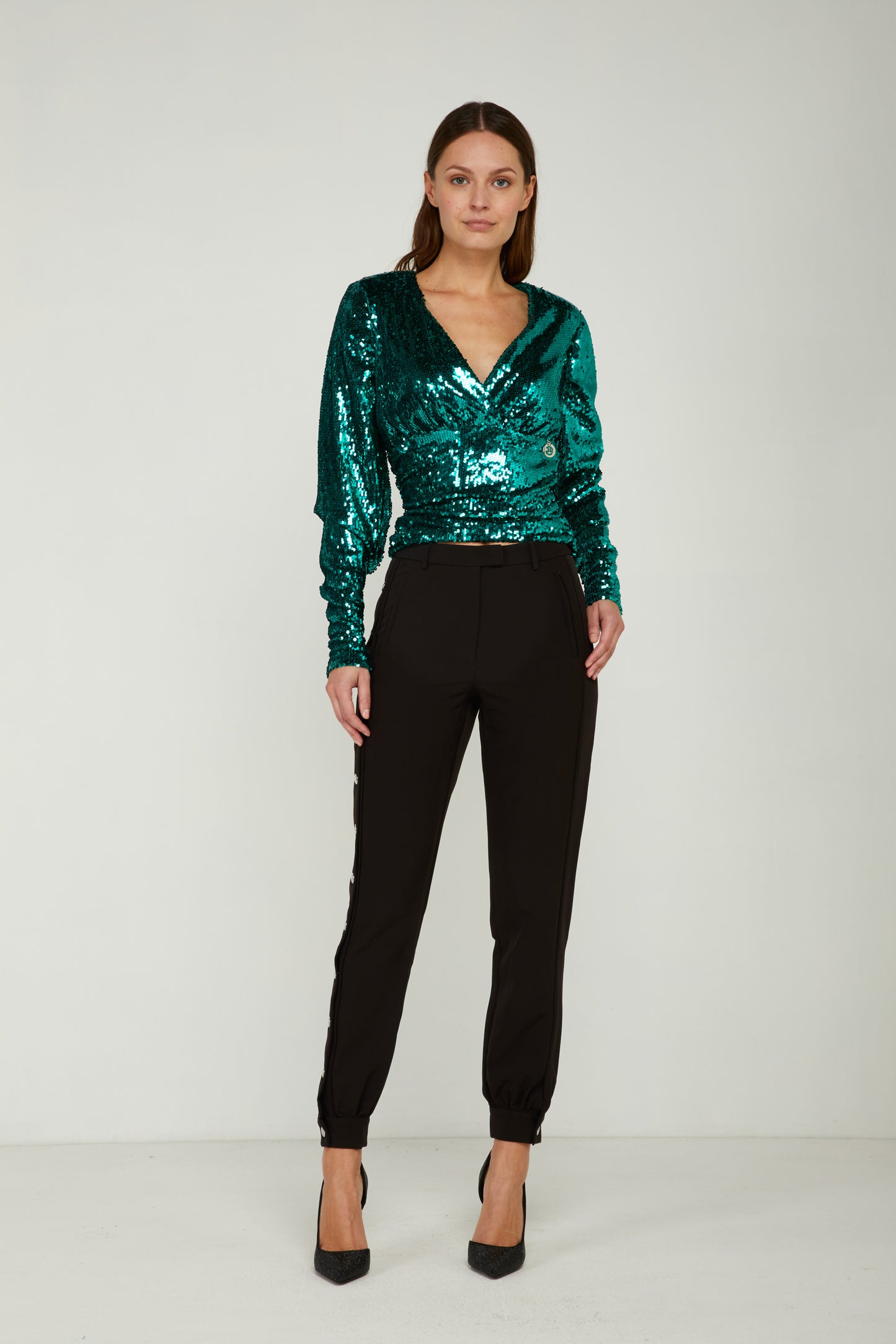 GAELLE Blusa con Paillettes Verde