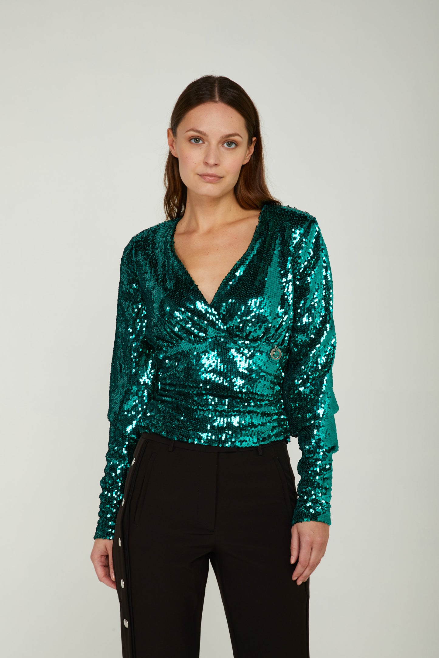 GAELLE Blusa con Paillettes Verde