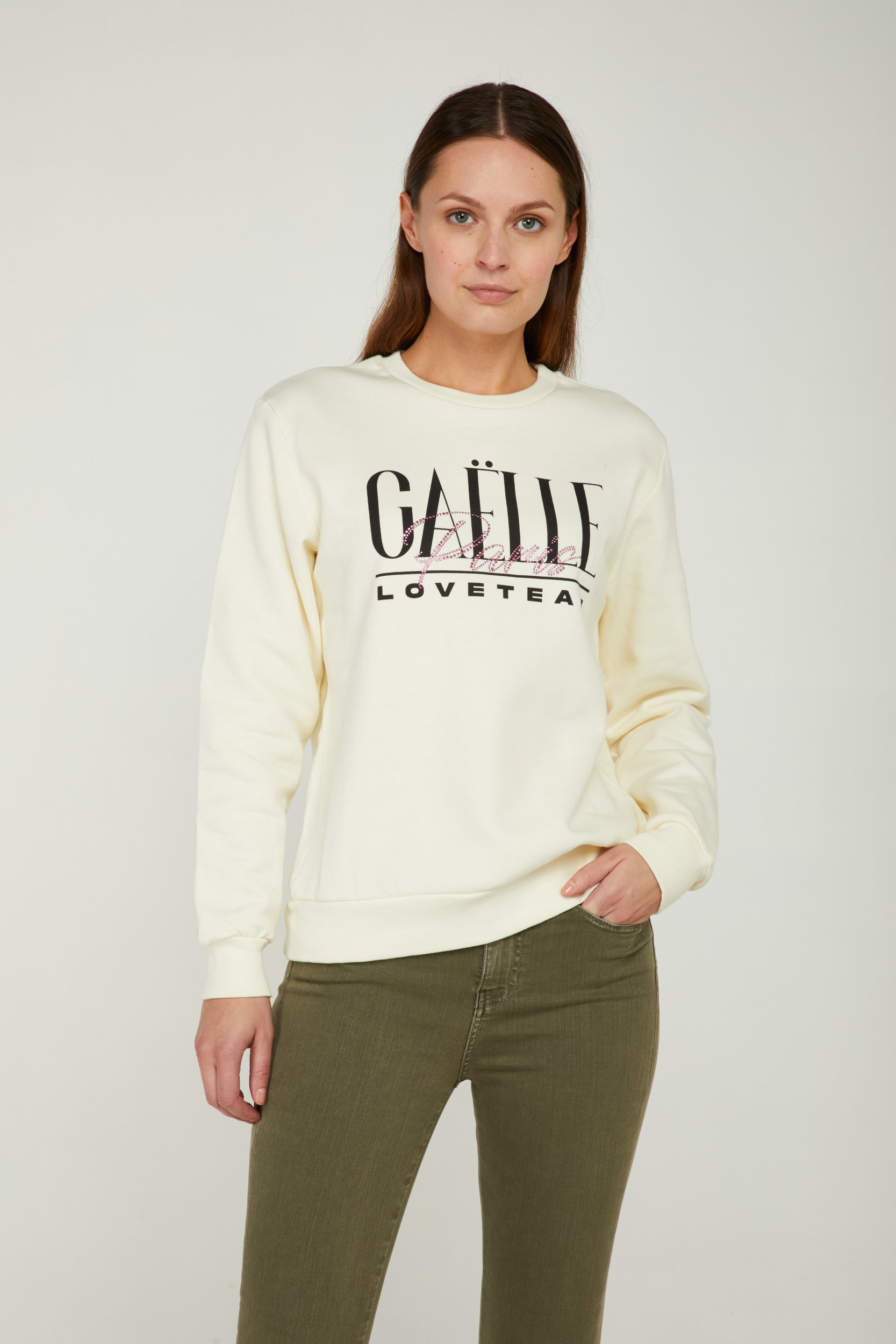 GAELLE White Sweatshirt with Logo
