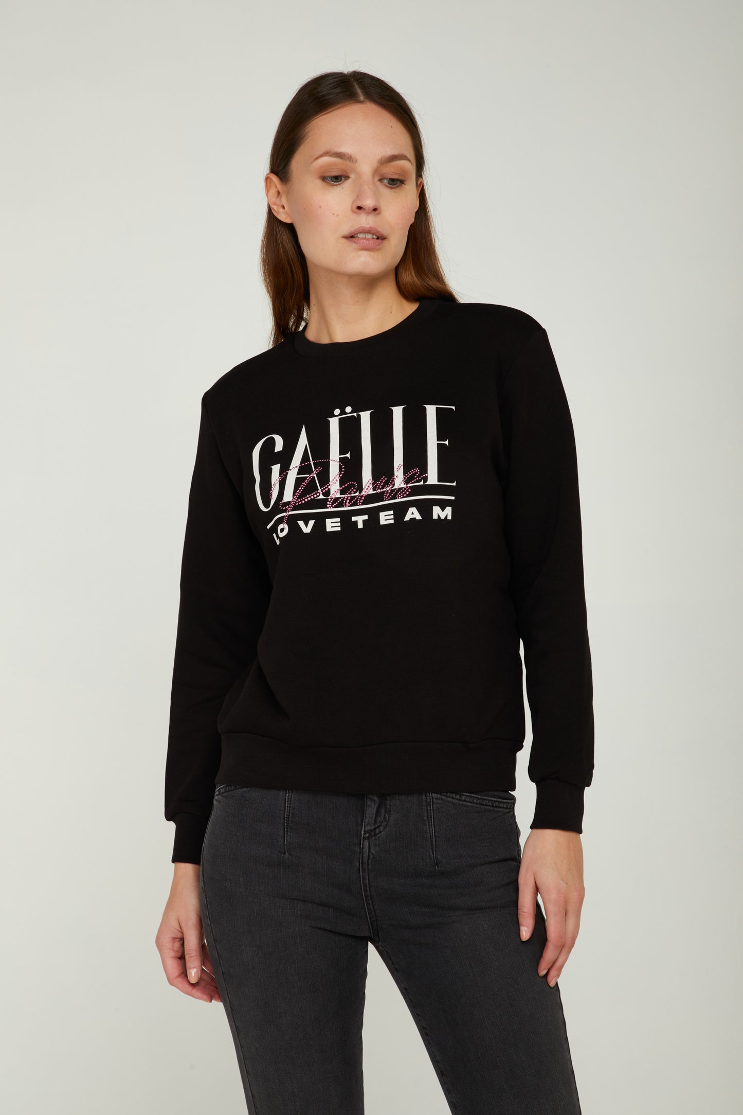 GAELLE Felpa Nera con Maxi Logo