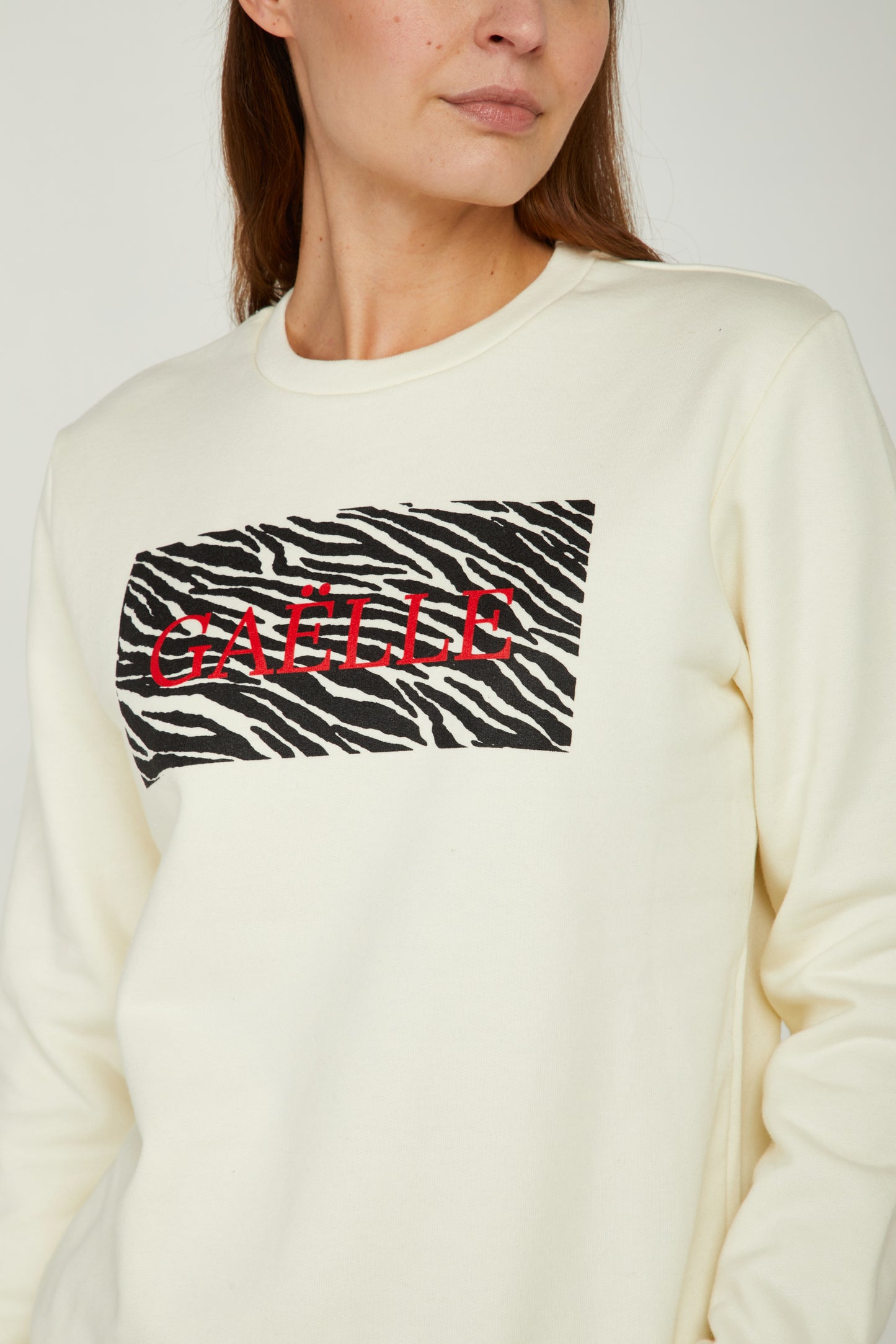 GAELLE Felpa Bianca con Stampa Animalier