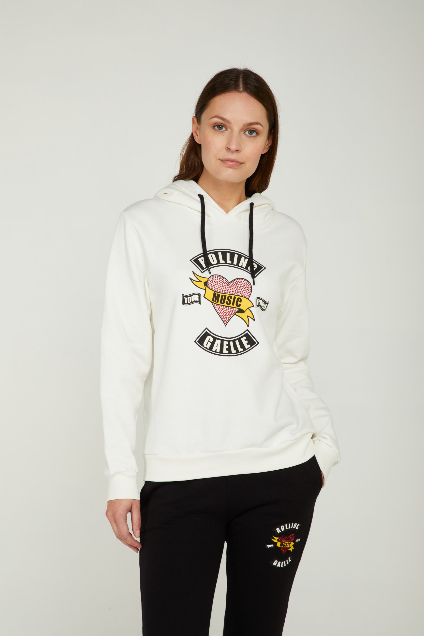 GAELLE White Hooded Sweatshirt