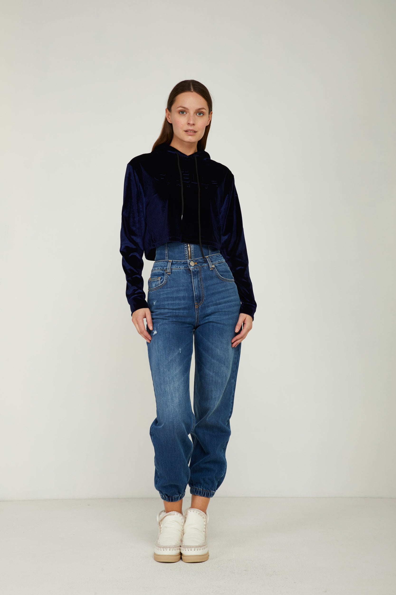 GAELLE Blue Velvet Sweatshirt