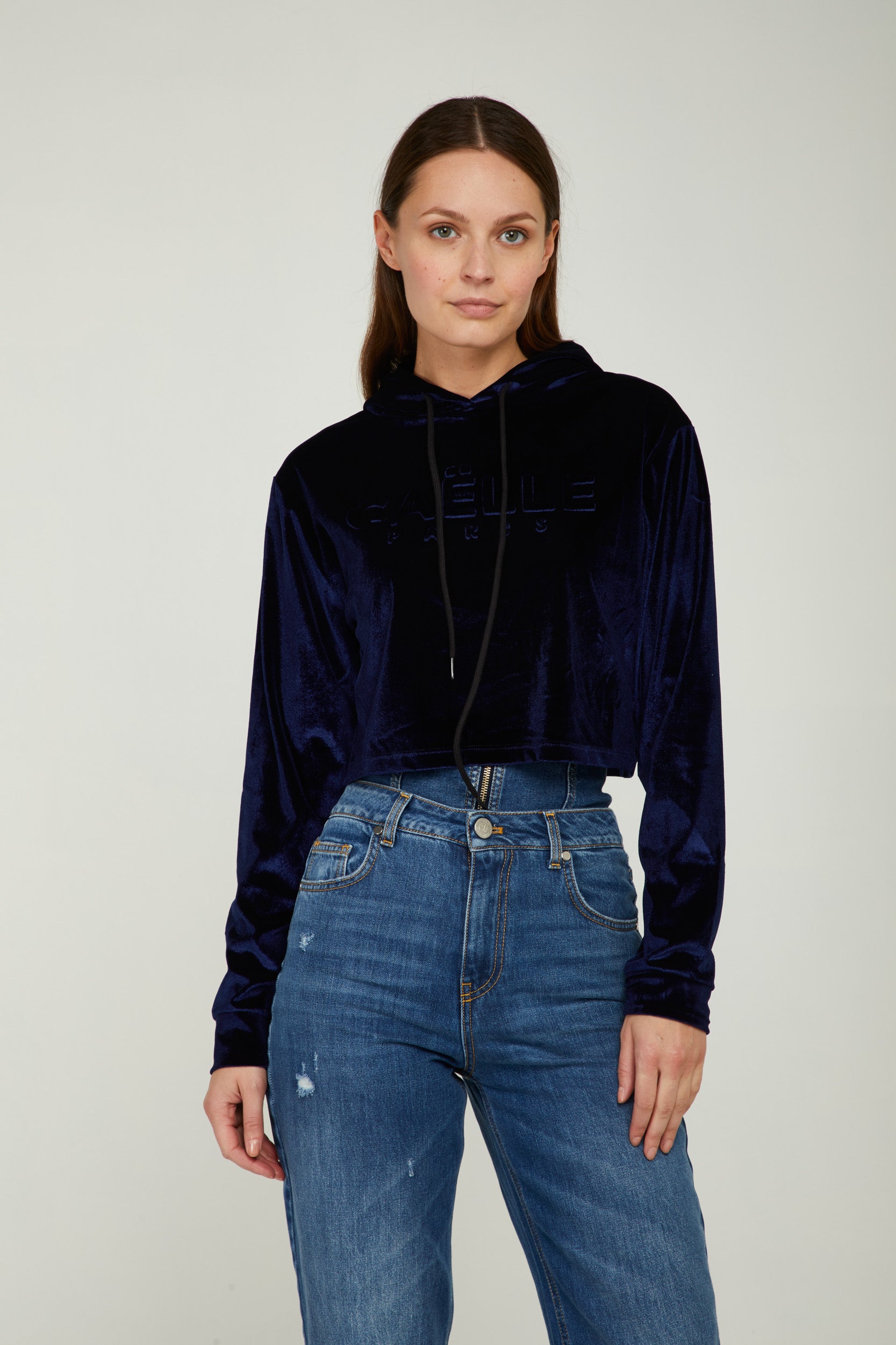 GAELLE Blue Velvet Sweatshirt