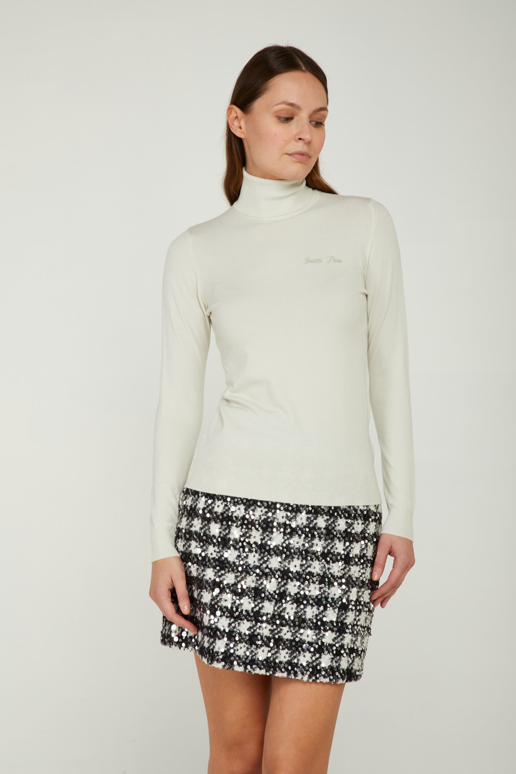 GAELLE Pullover con Collo Alto Panna